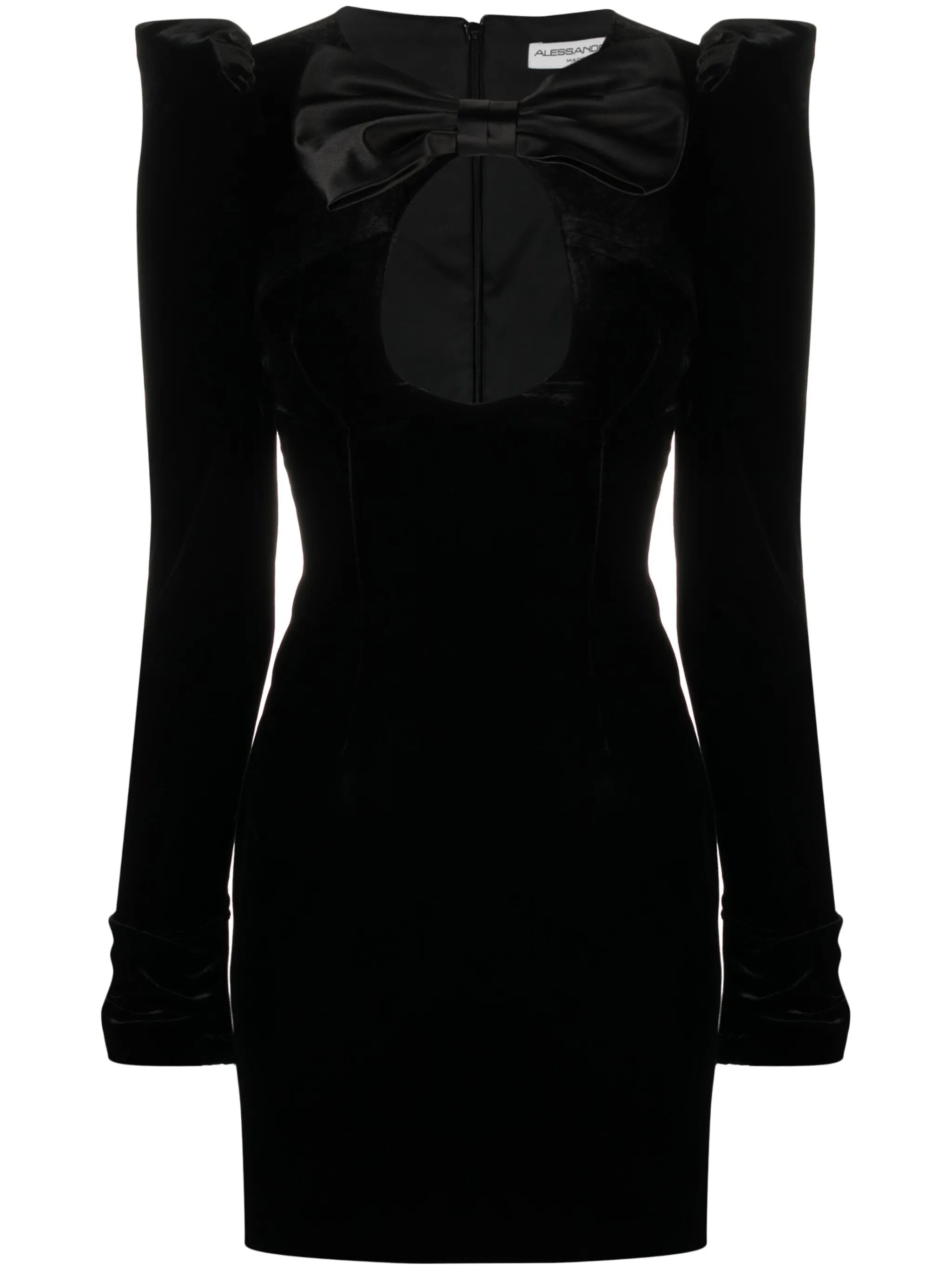 bow-detail velvet minidress