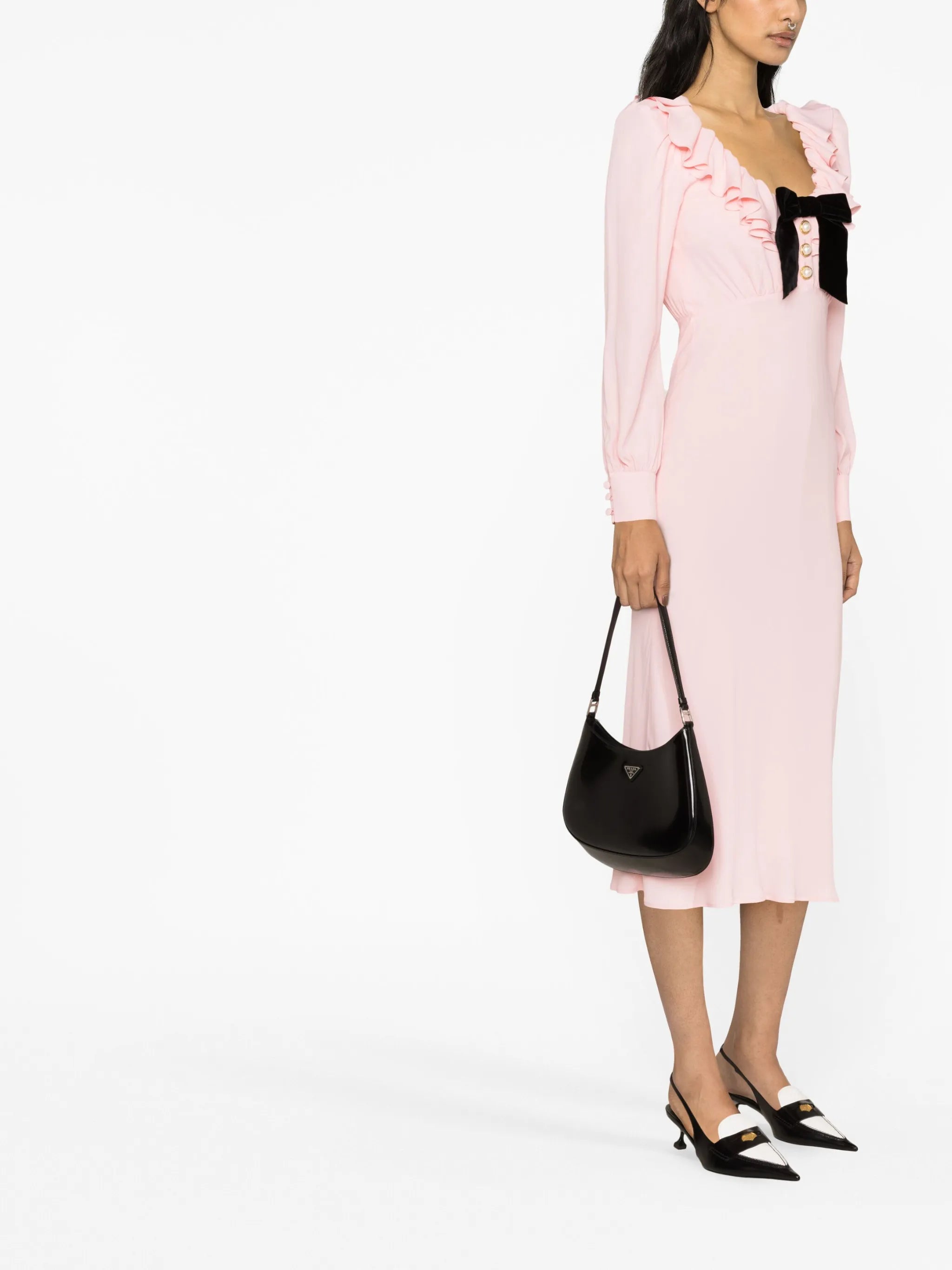 ruffled midi dress