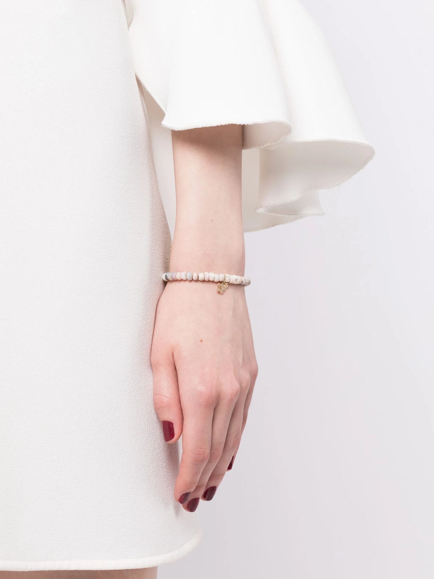 14kt yellow gold Double Plumeria opal and diamond bracelet