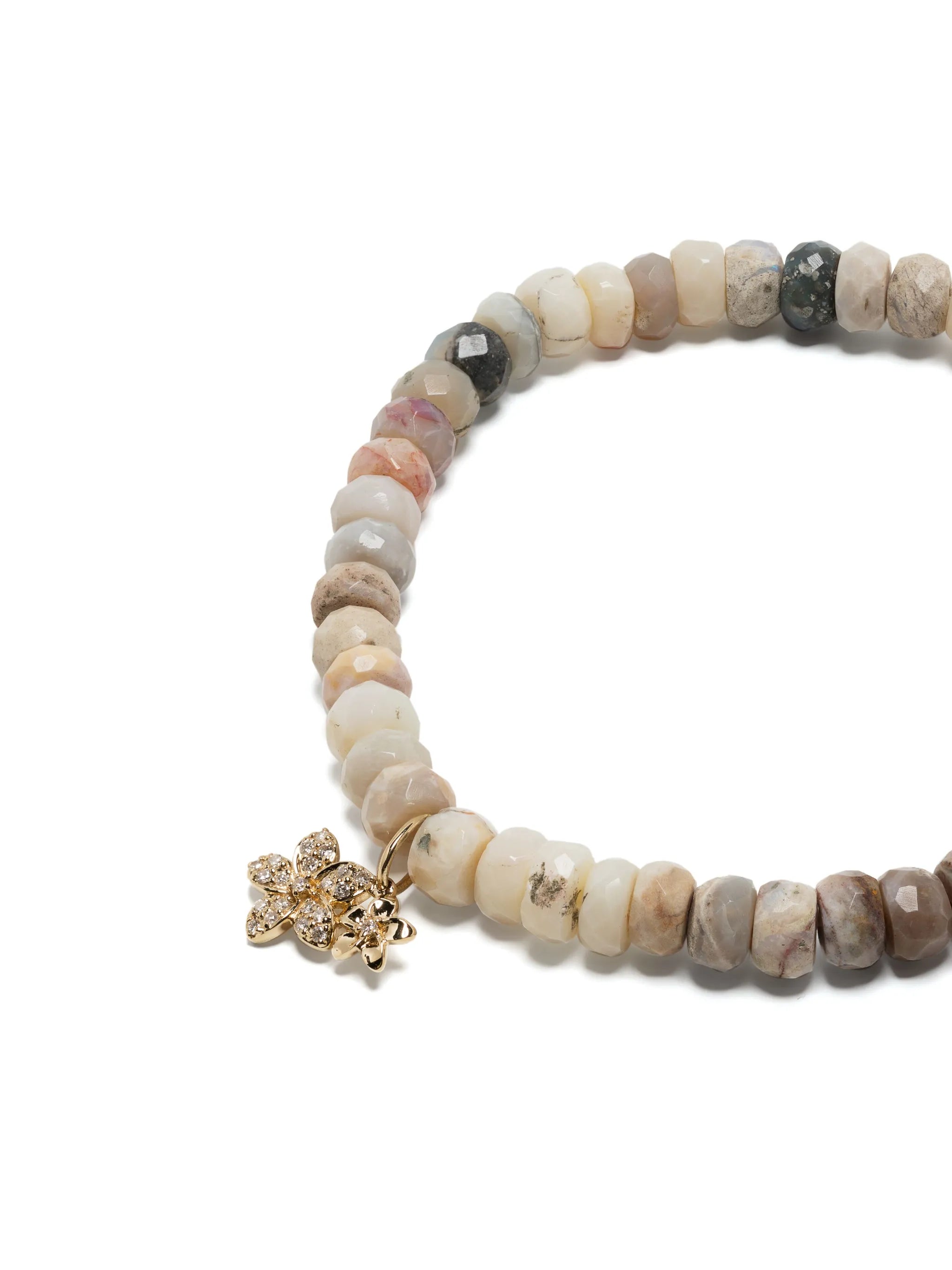 14kt yellow gold Double Plumeria opal and diamond bracelet