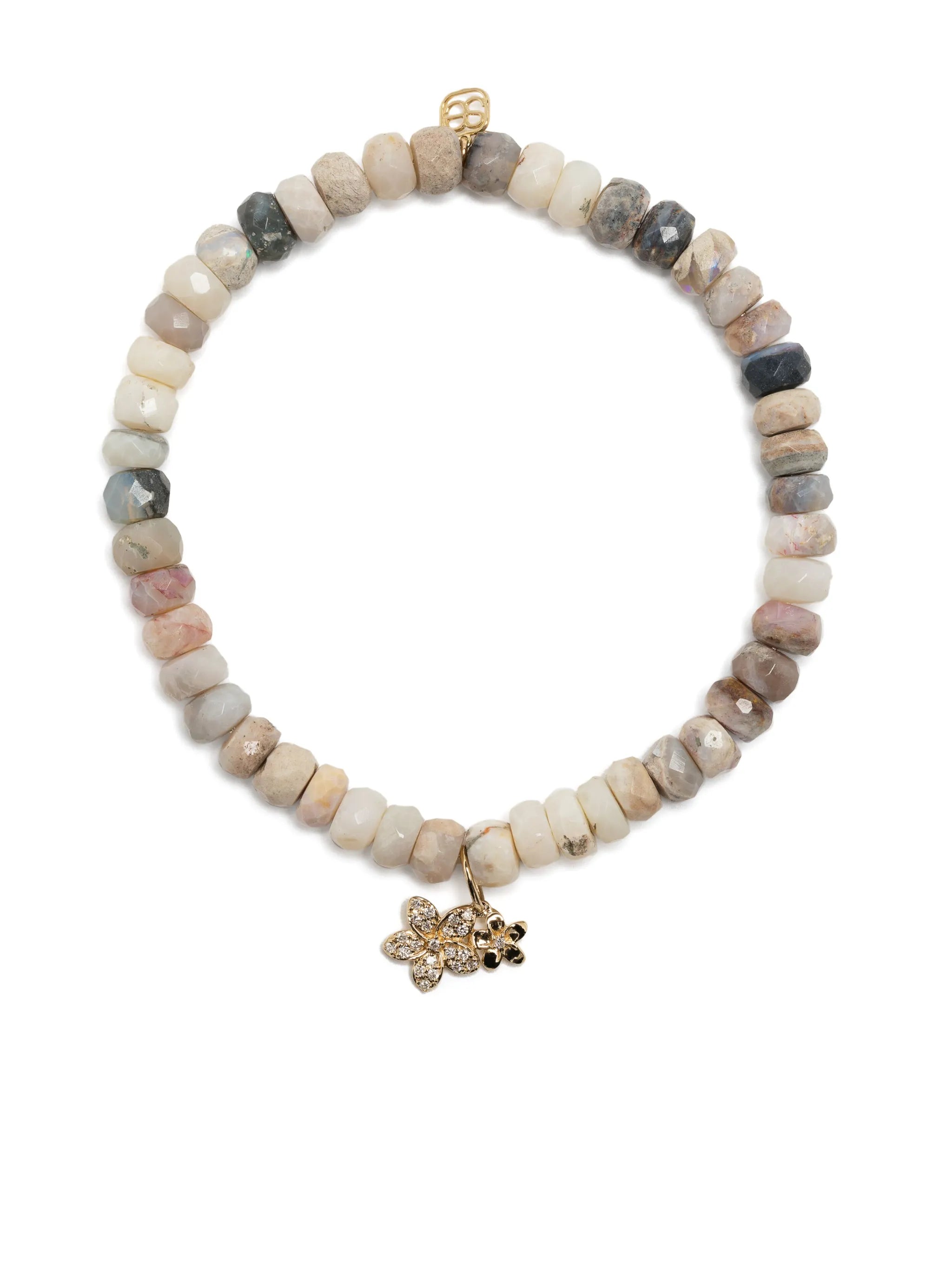 14kt yellow gold Double Plumeria opal and diamond bracelet