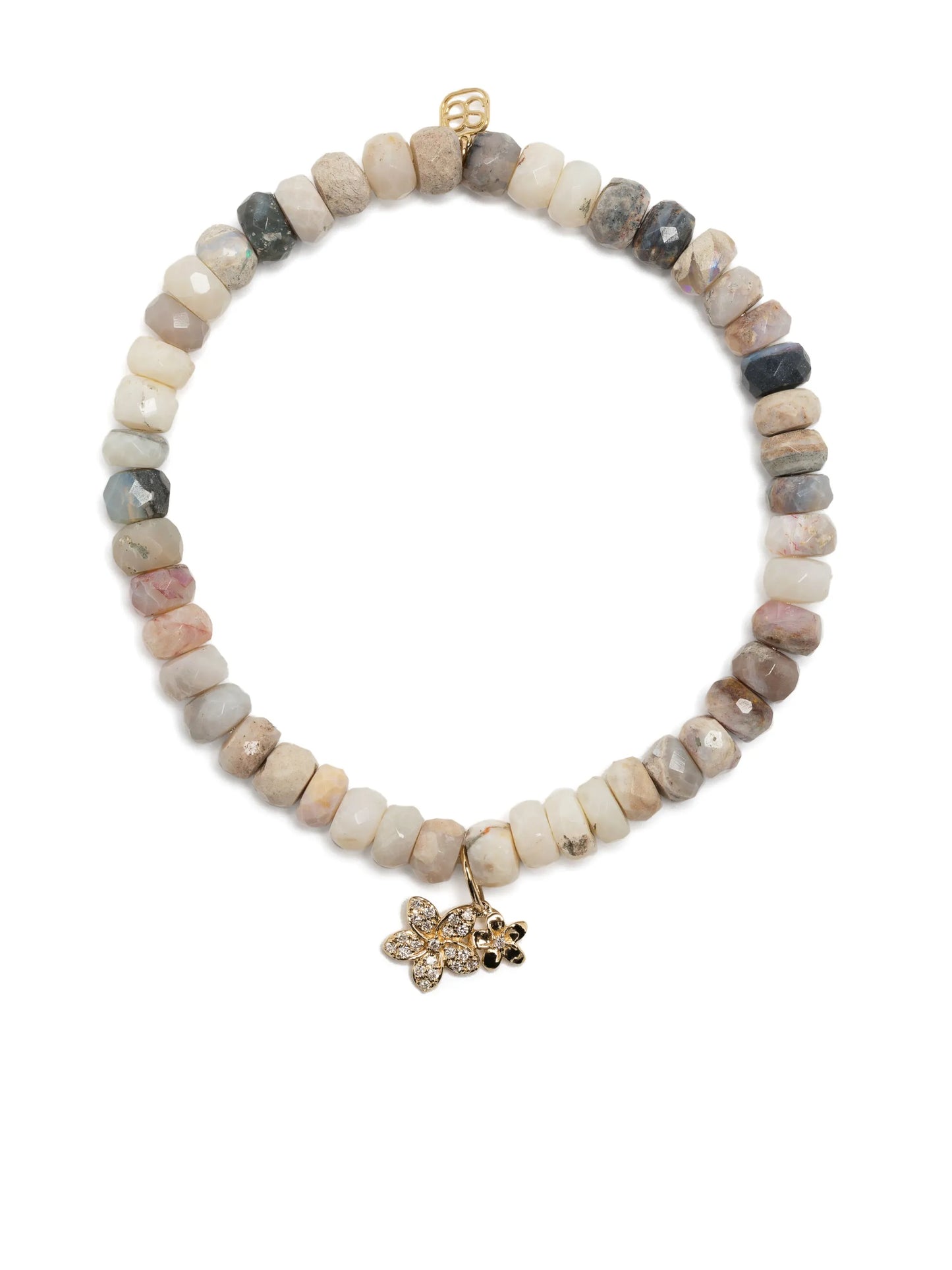 14kt yellow gold Double Plumeria opal and diamond bracelet