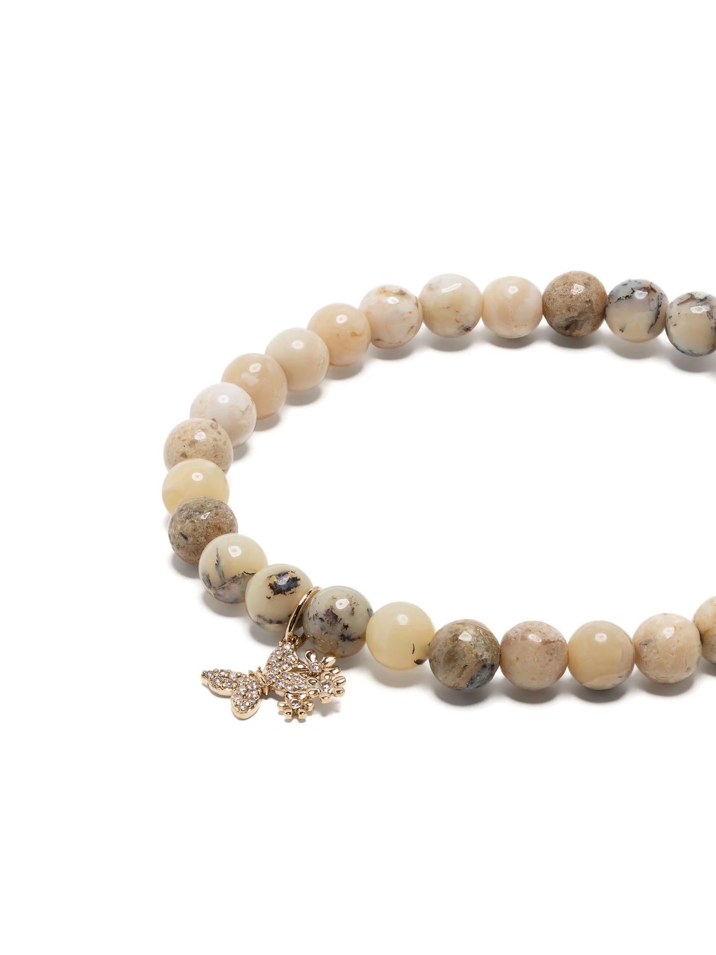 14kt yellow gold Butterfly Daisy opal beaded bracelet