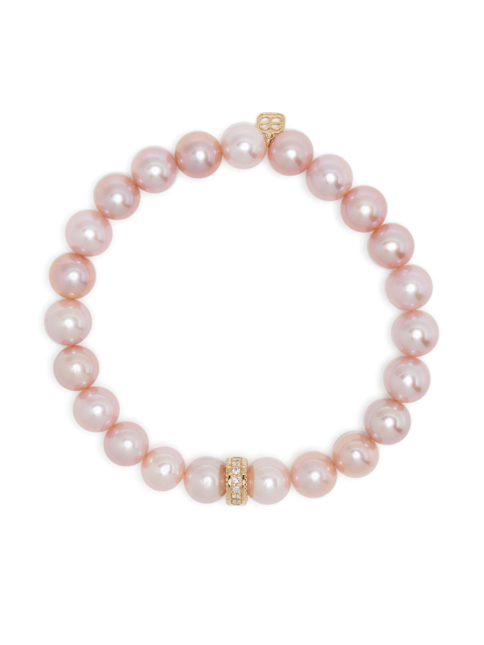 14kt yellow gold pearl and diamond bracelet