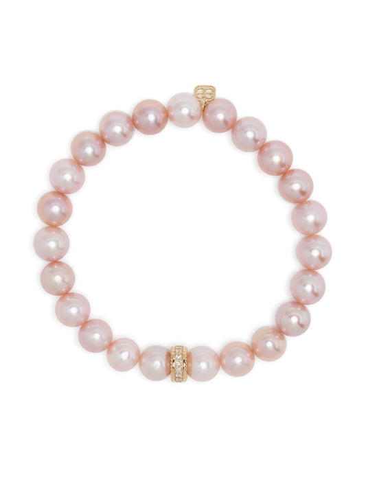 14kt yellow gold pearl and diamond bracelet