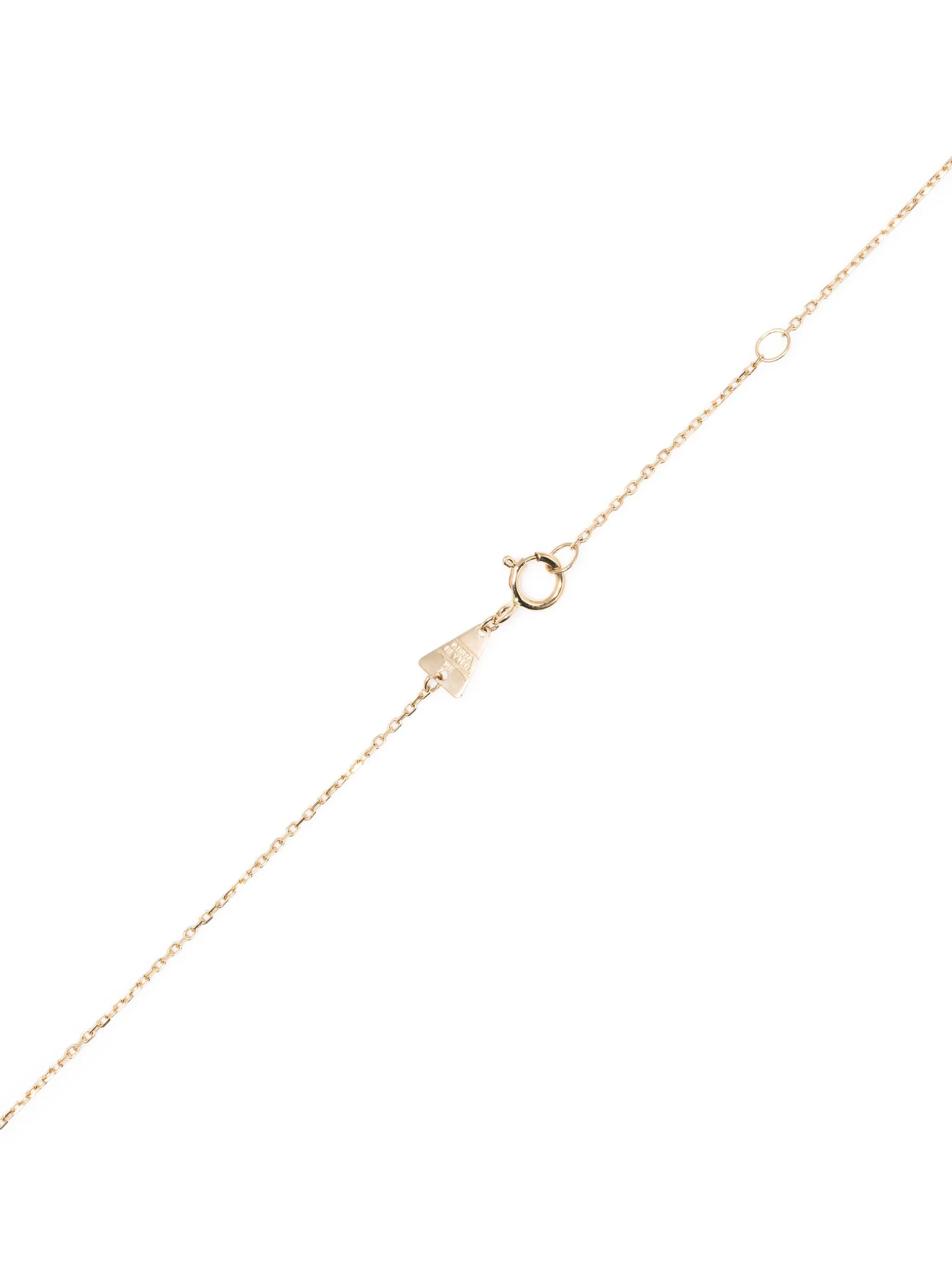 14kt yellow gold Half Riviera diamond and sapphire necklace
