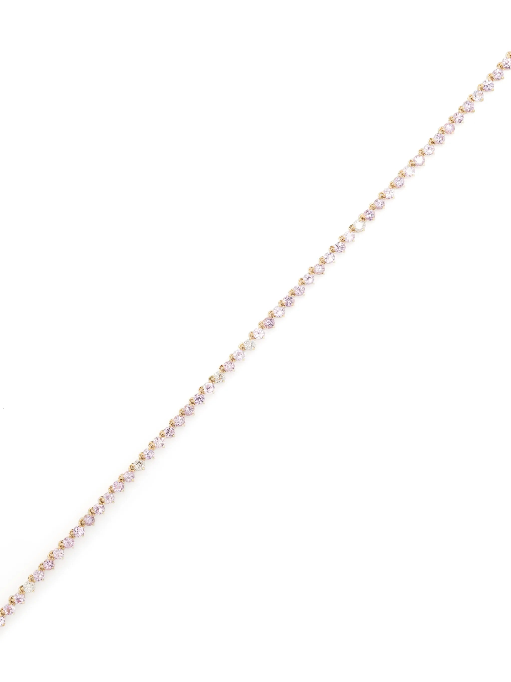 14kt yellow gold Half Riviera diamond and sapphire necklace