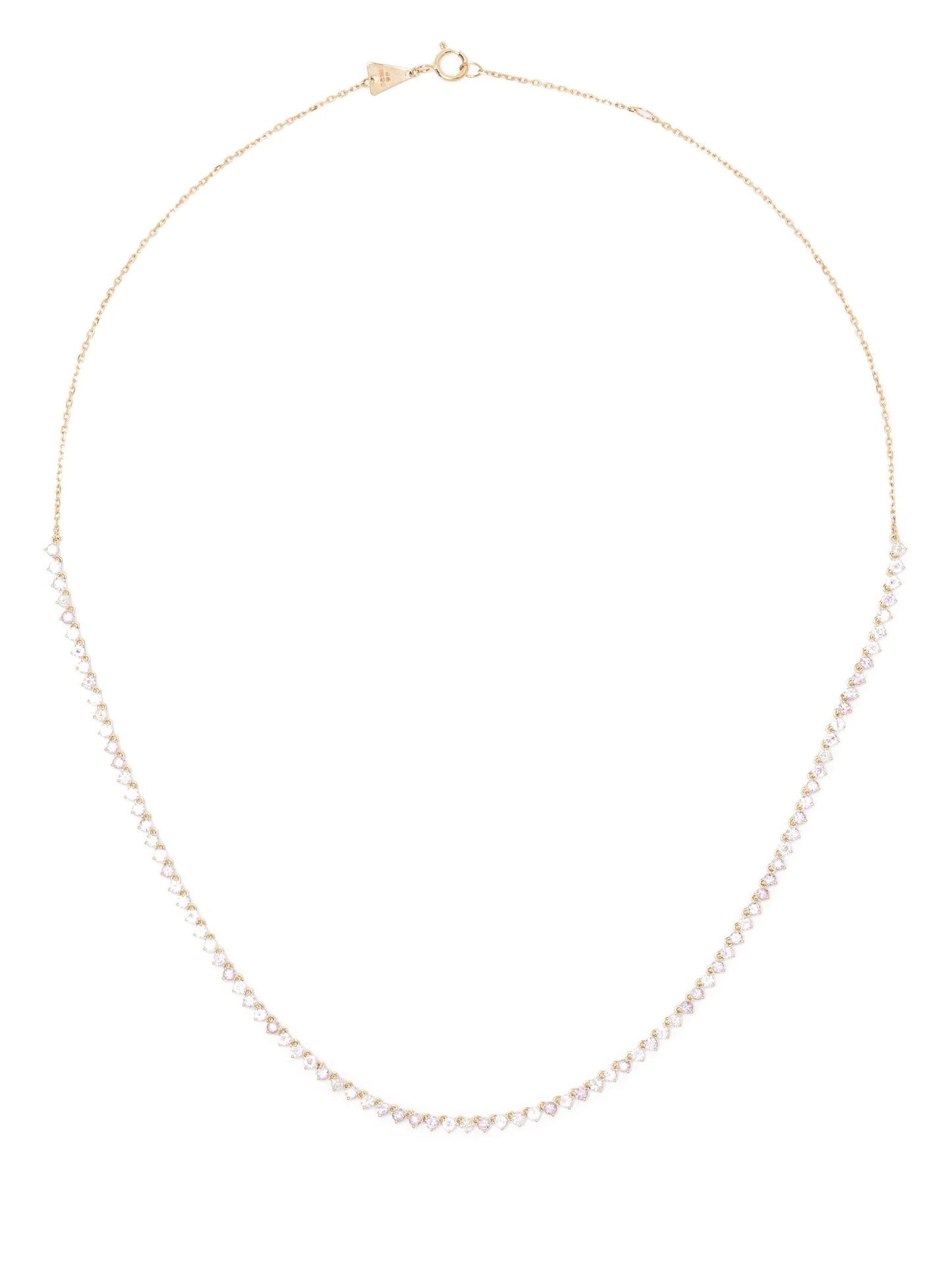 14kt yellow gold Half Riviera diamond and sapphire necklace