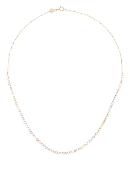 14kt yellow gold Half Riviera diamond and sapphire necklace