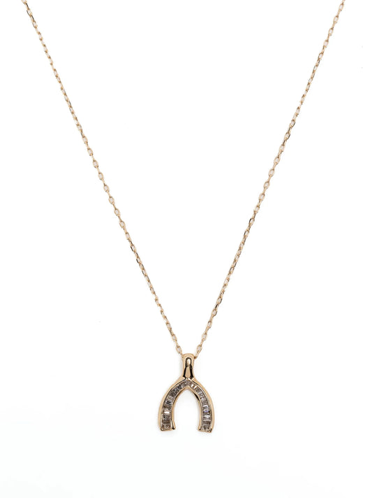 14kt yellow gold Wishbone diamond necklace