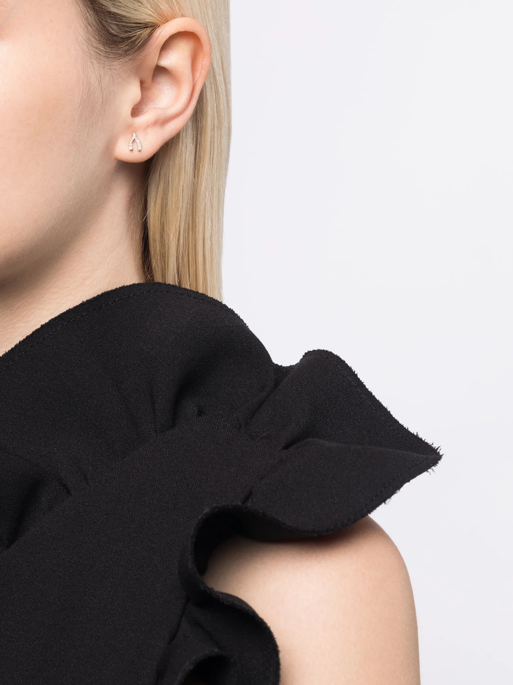 14kt yellow gold Wishbone diamond earrings