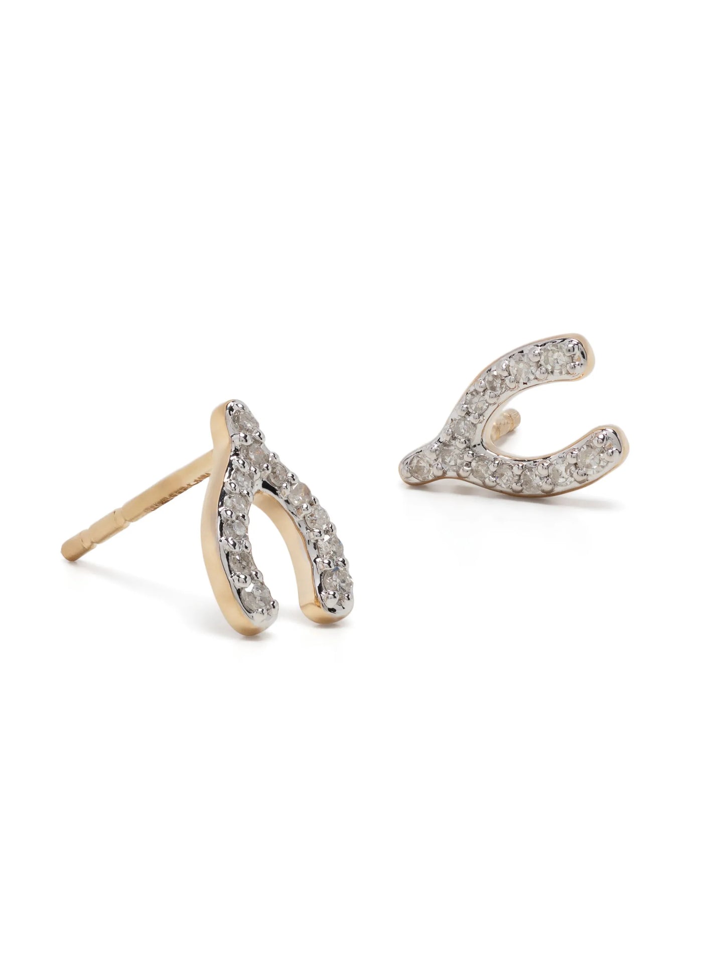 14kt yellow gold Wishbone diamond earrings