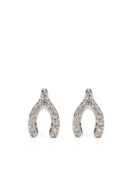 14kt yellow gold Wishbone diamond earrings