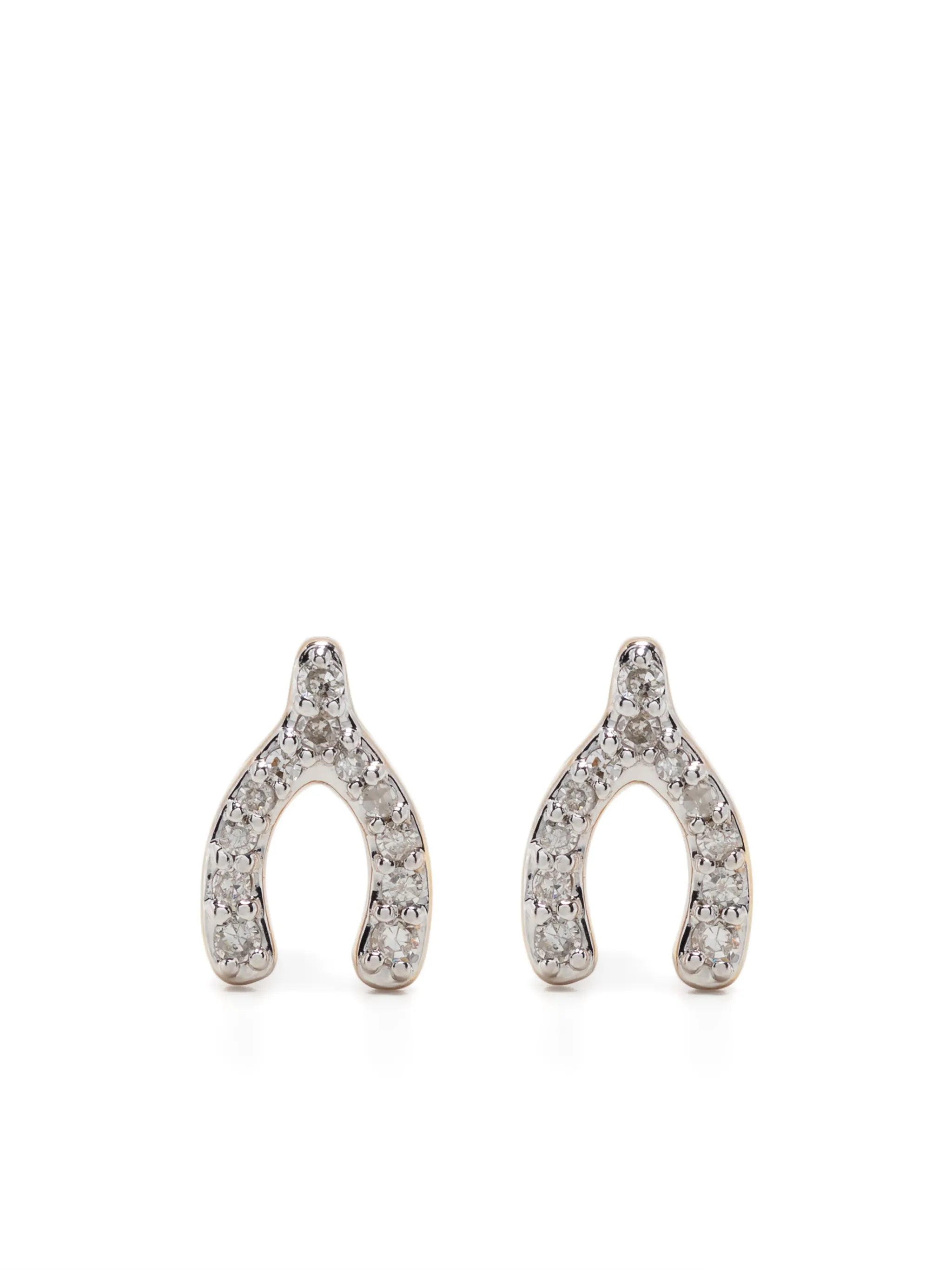 14kt yellow gold Wishbone diamond earrings