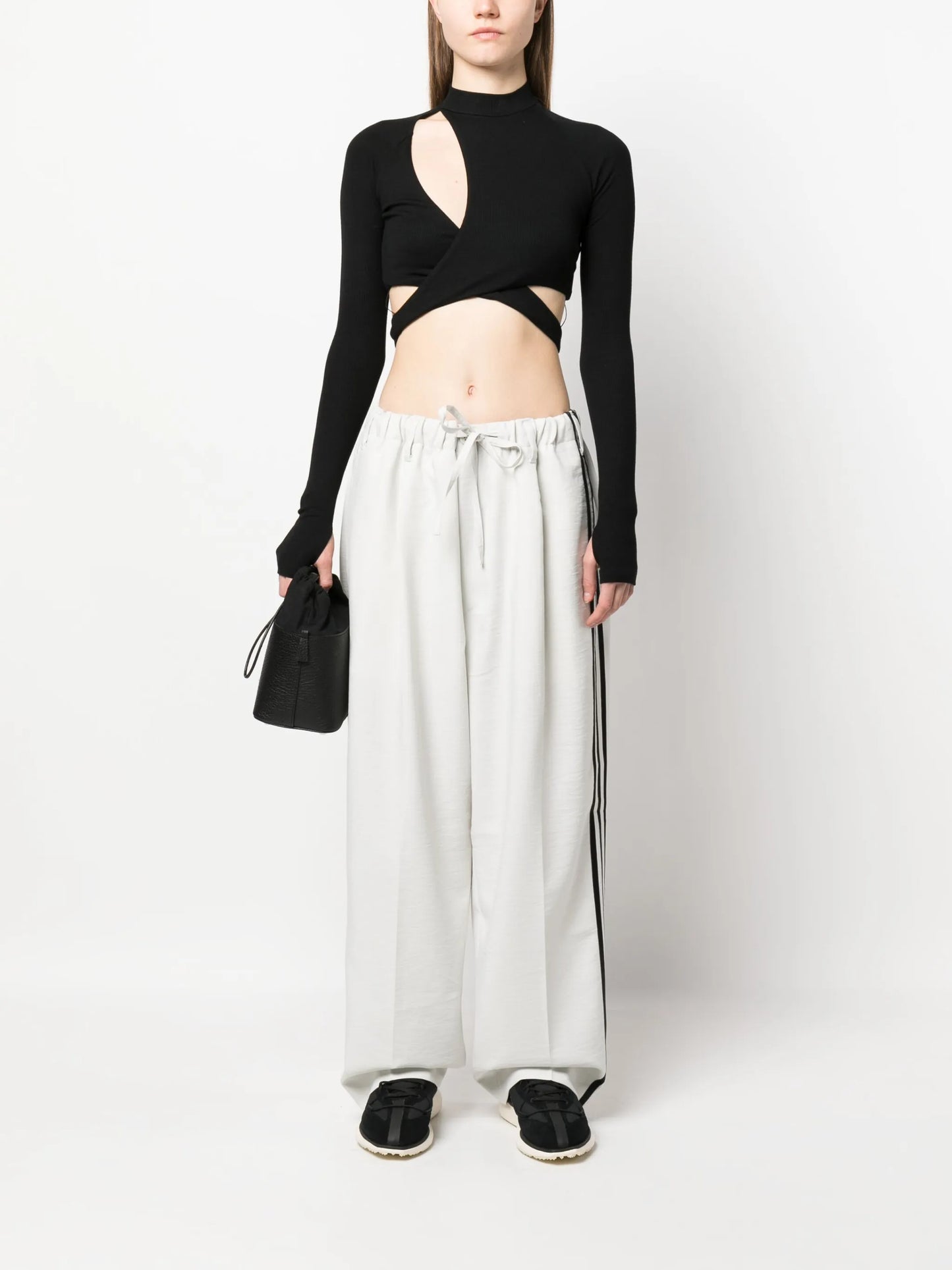 straight-leg side-stripe trousers