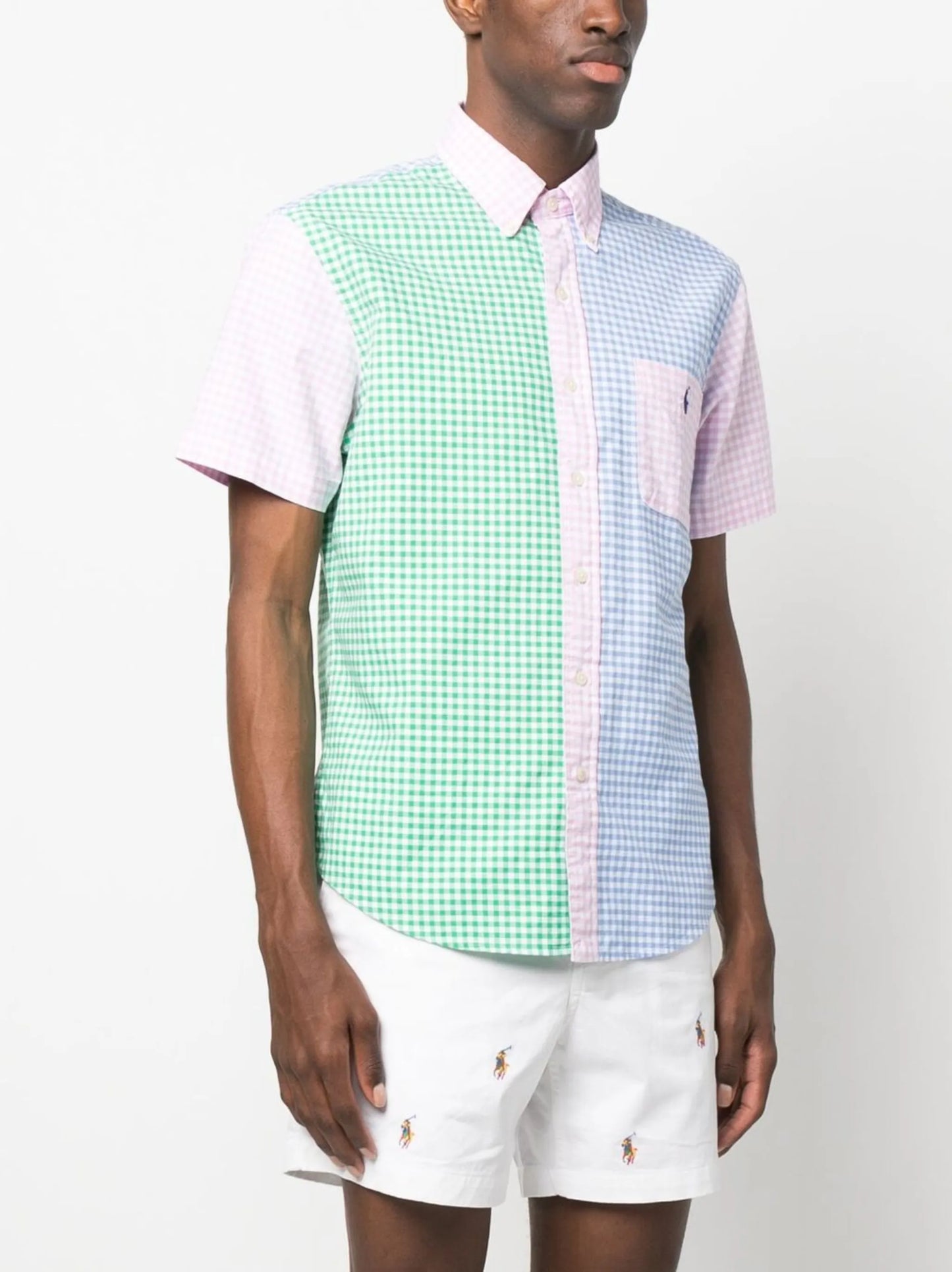 short-sleeve gingham shirt