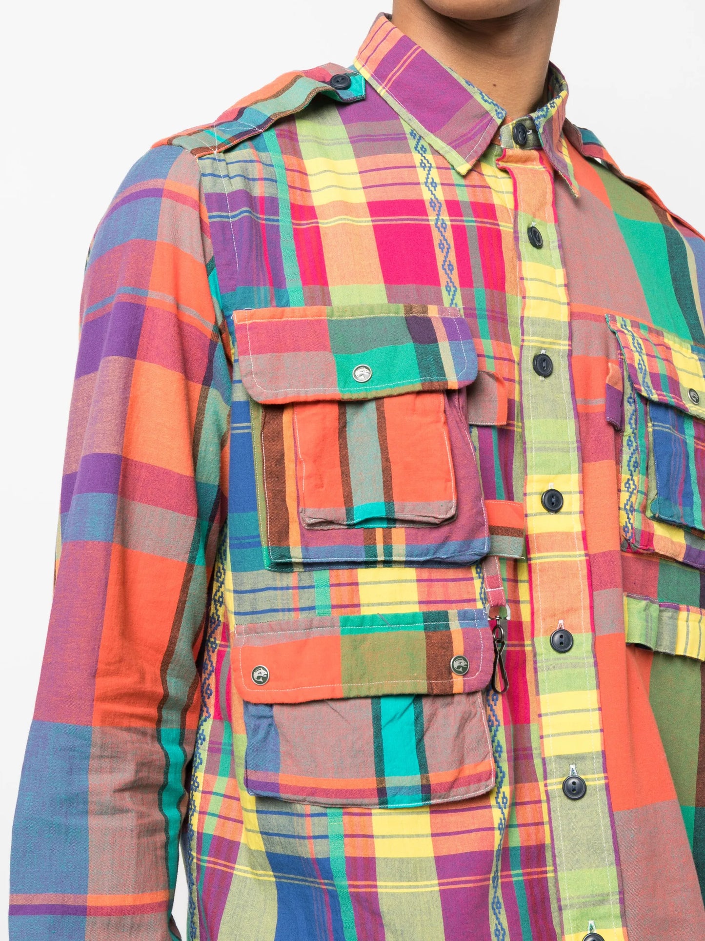 checkered multi-pocket shirt