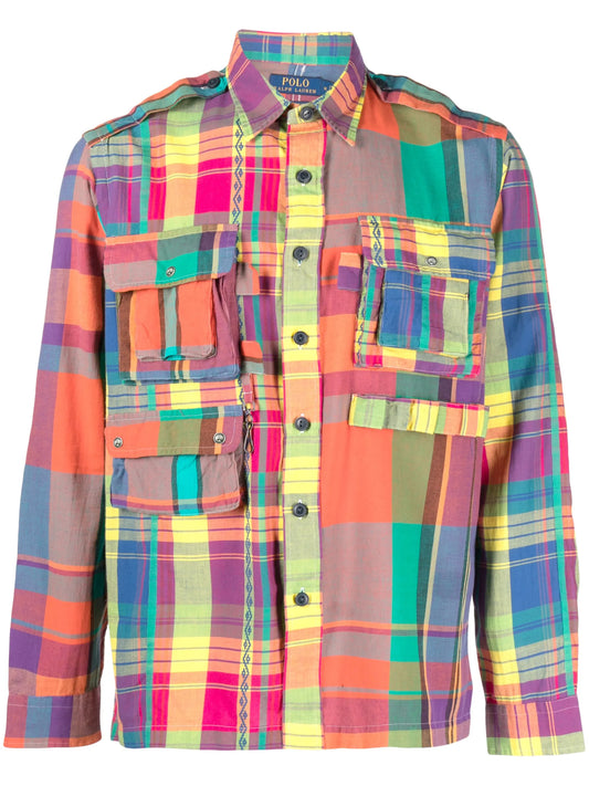 checkered multi-pocket shirt