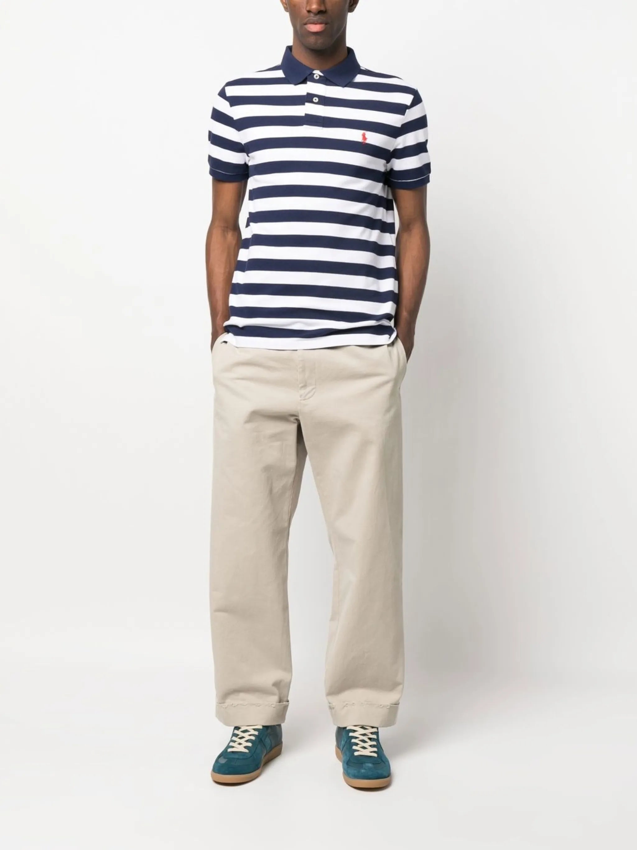 striped embroidered polo shirt