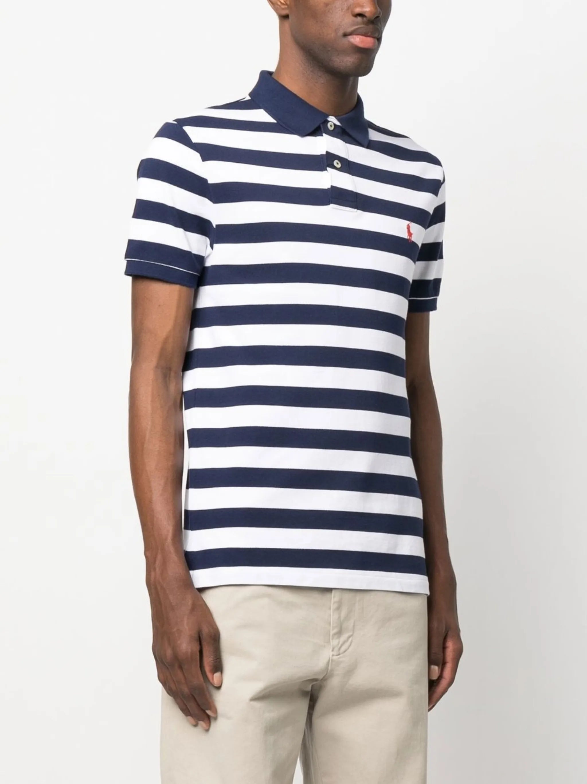 striped embroidered polo shirt