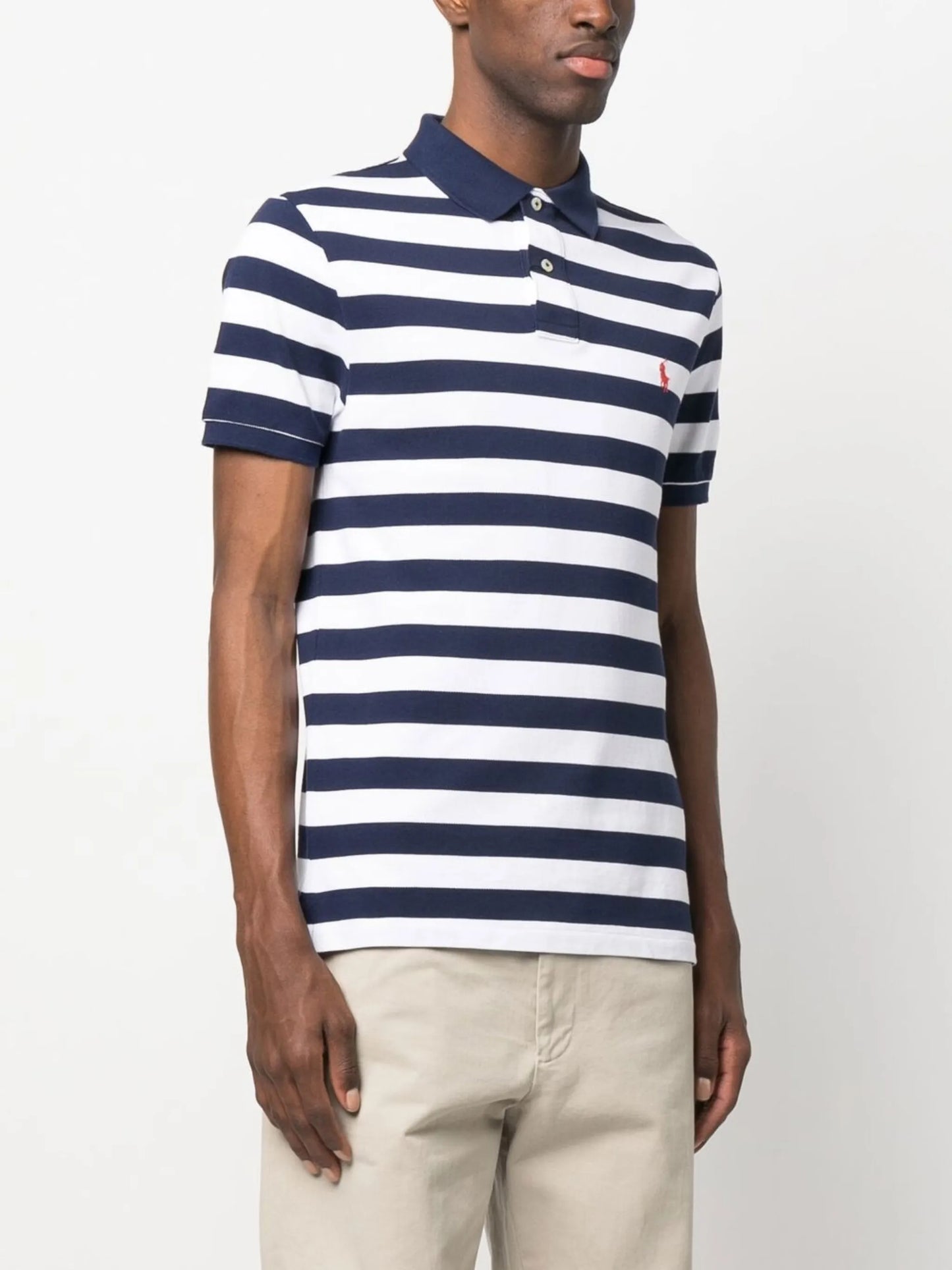striped embroidered polo shirt