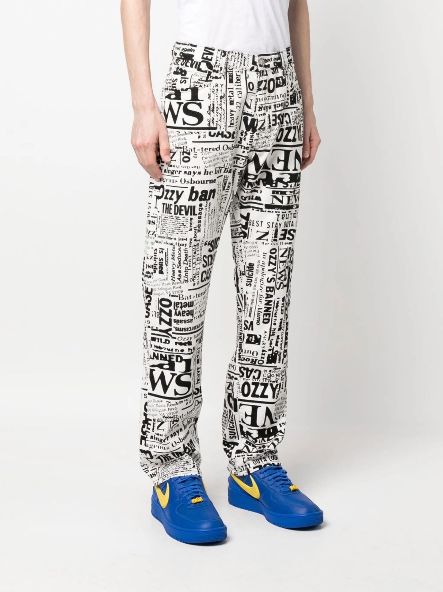 all-over print jeans