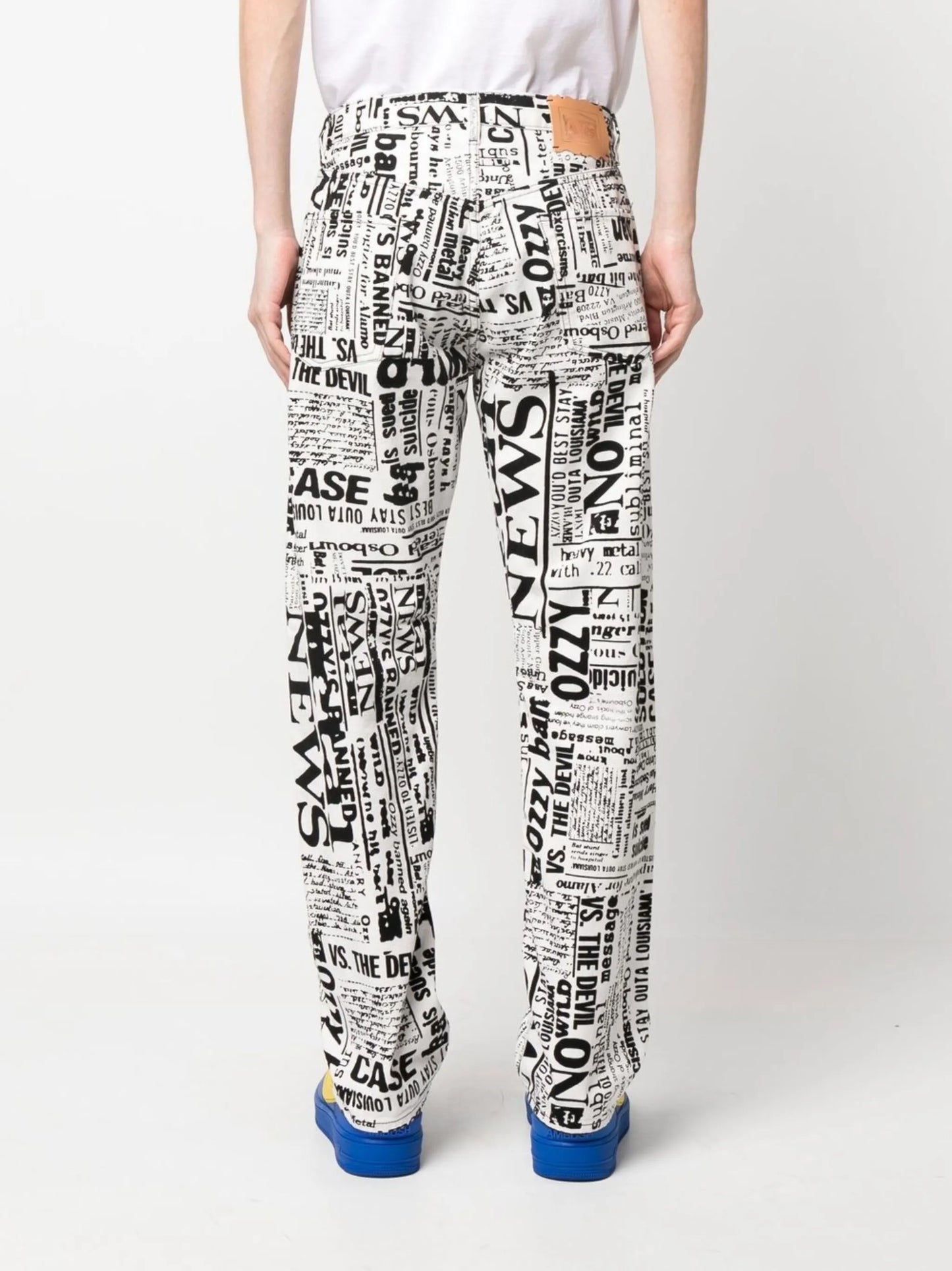all-over print jeans