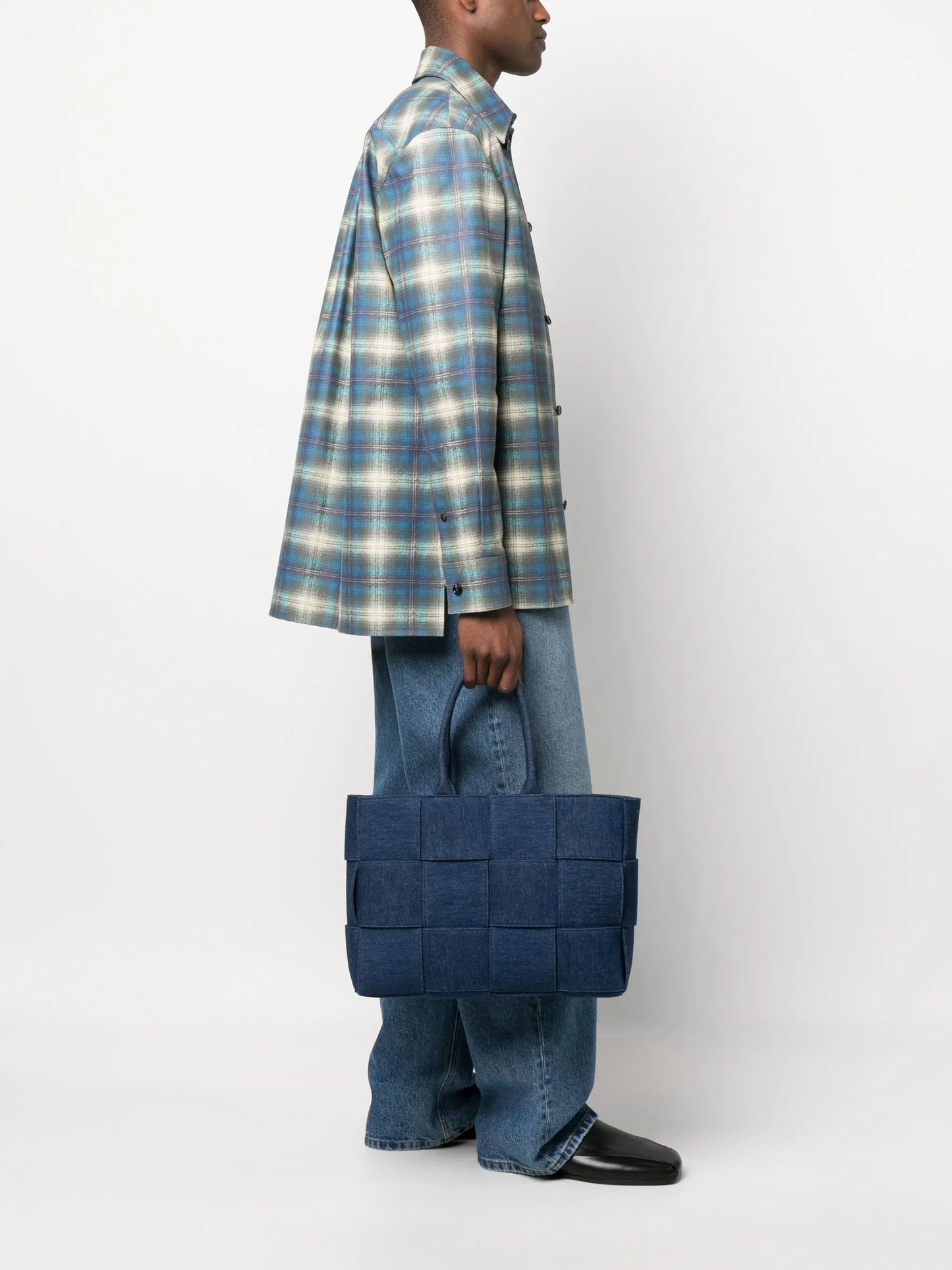 Intrecciato denim tote bag