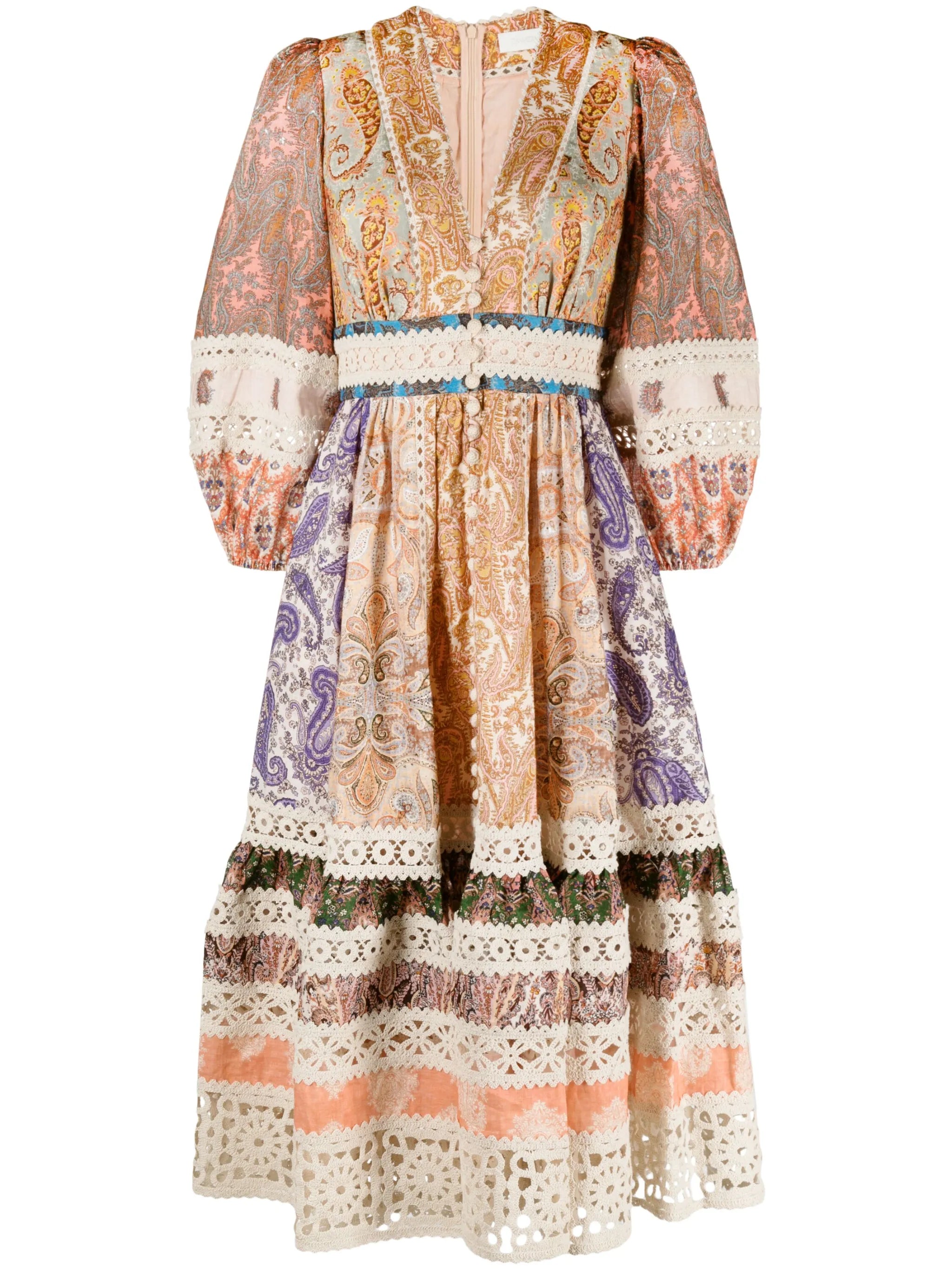 Devi printed linen midi dress