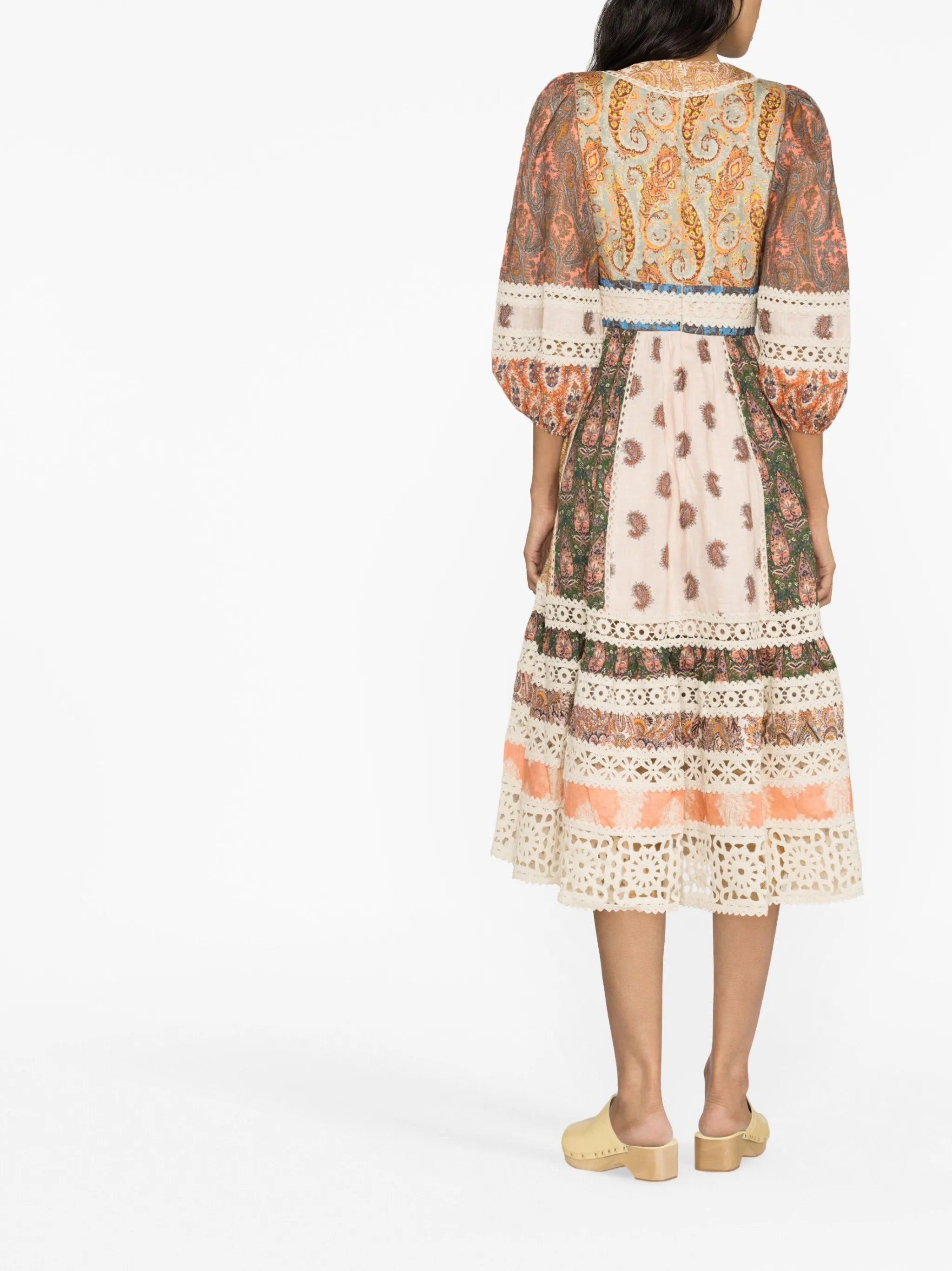 Devi printed linen midi dress