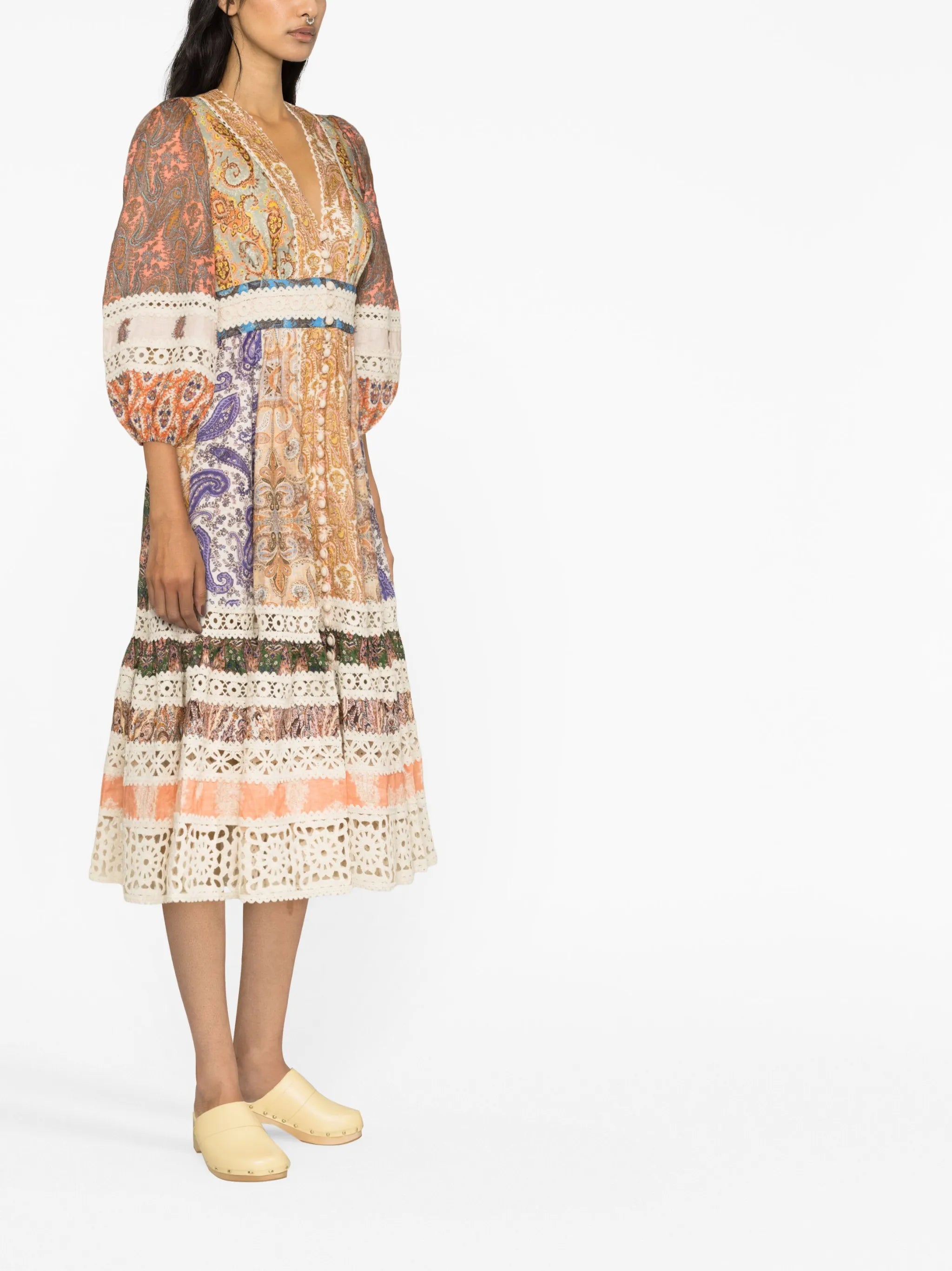 Devi printed linen midi dress