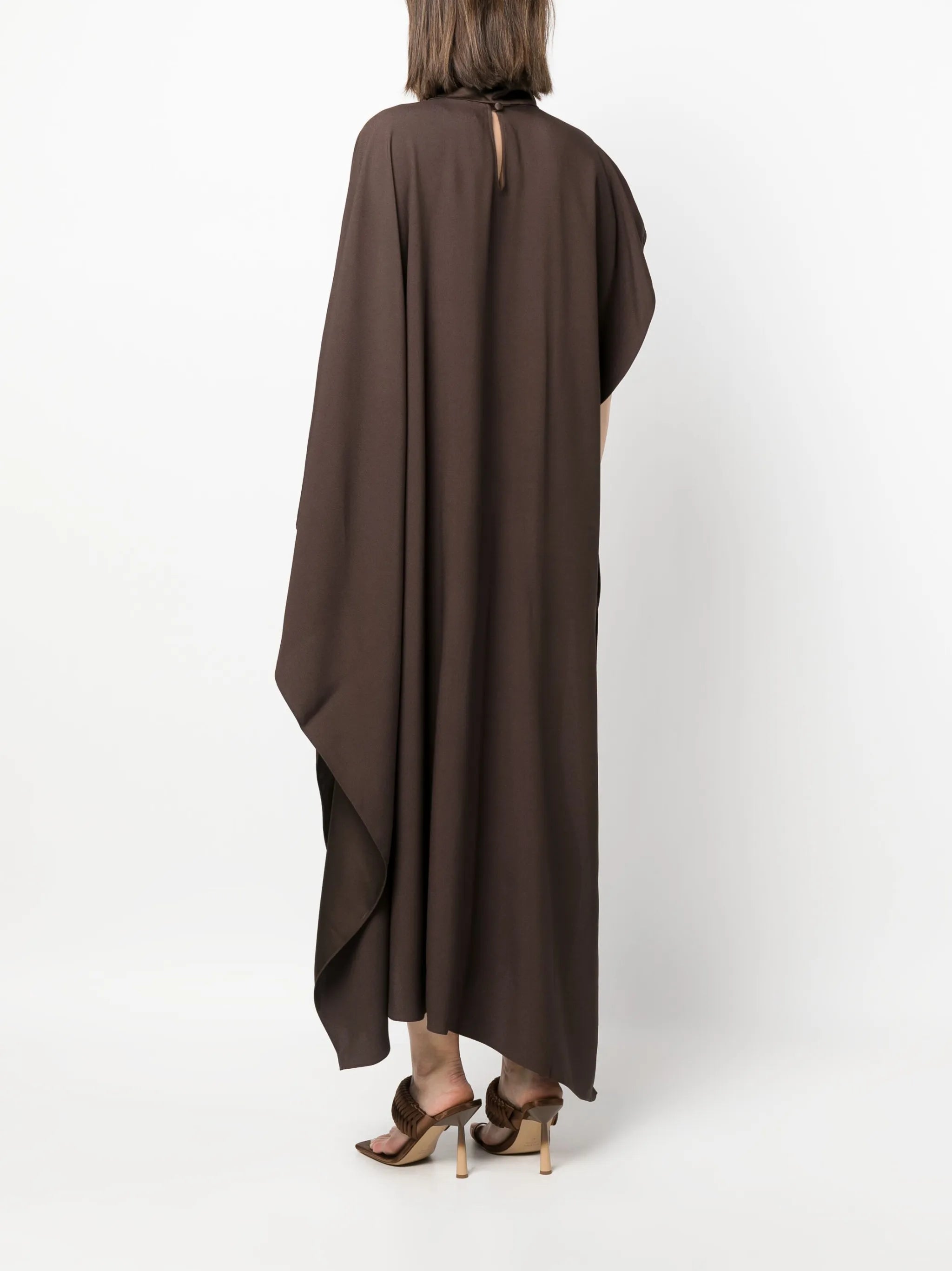 roll-neck asymmetric draped dress