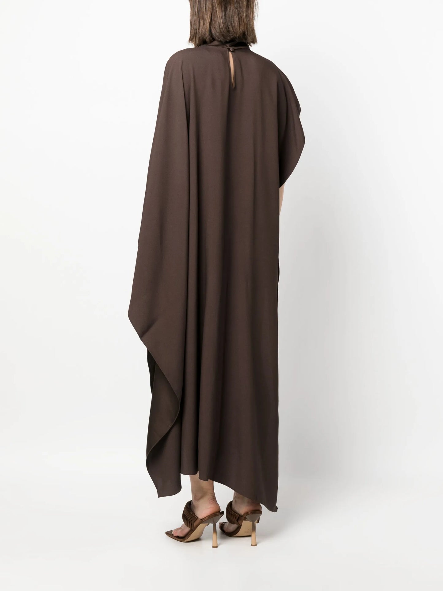 roll-neck asymmetric draped dress