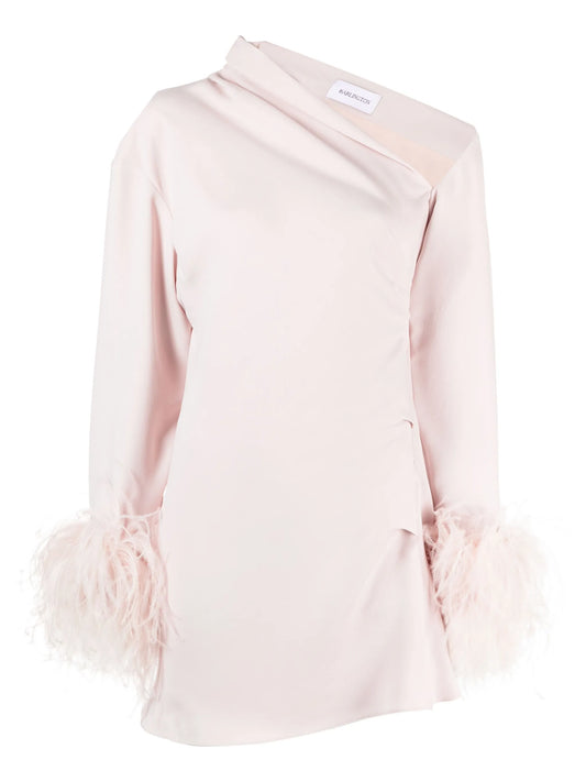 Adelaide feather-cuff minidress