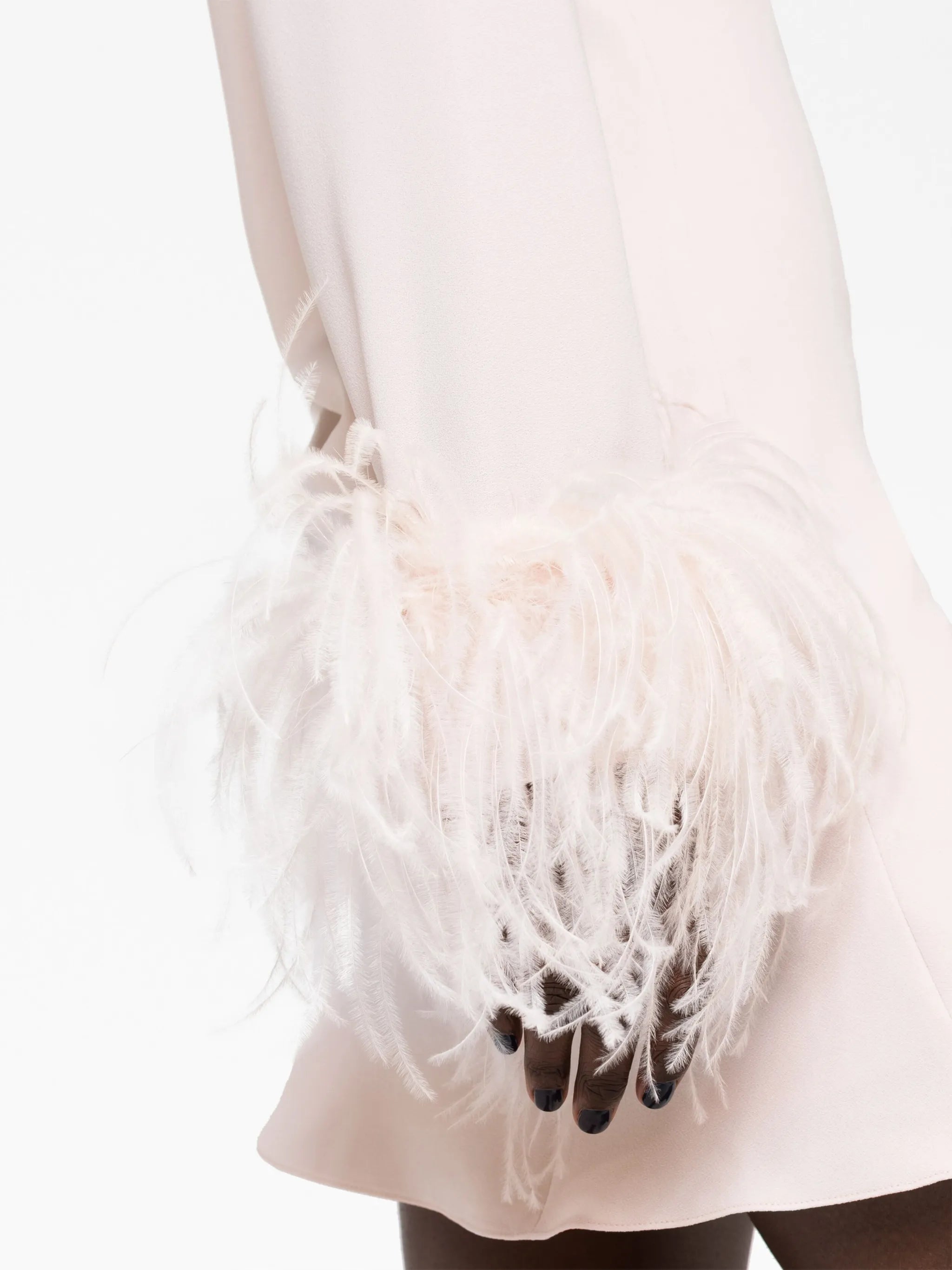 Adelaide feather-cuff minidress