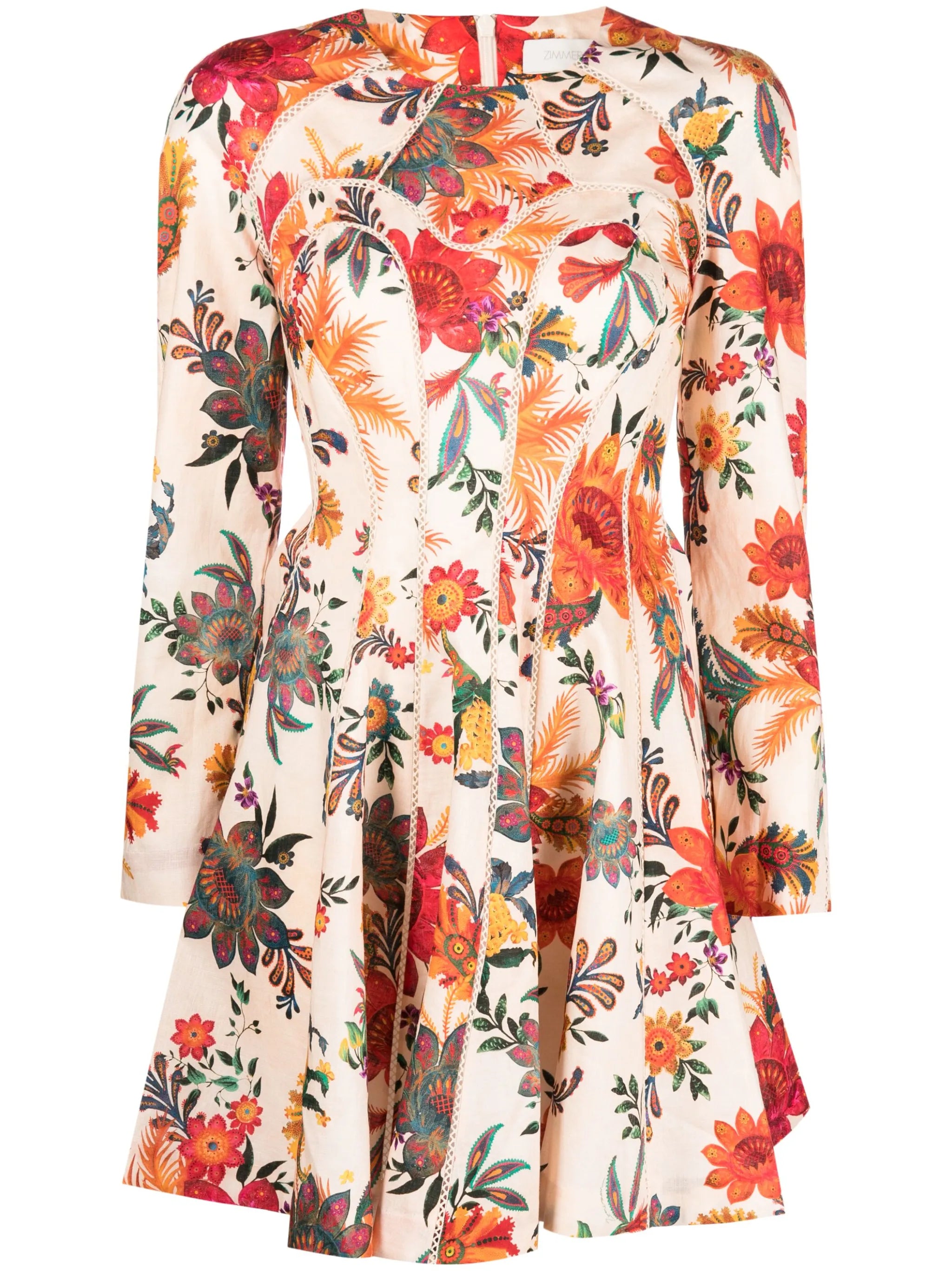 Ginger floral-print flared minidress