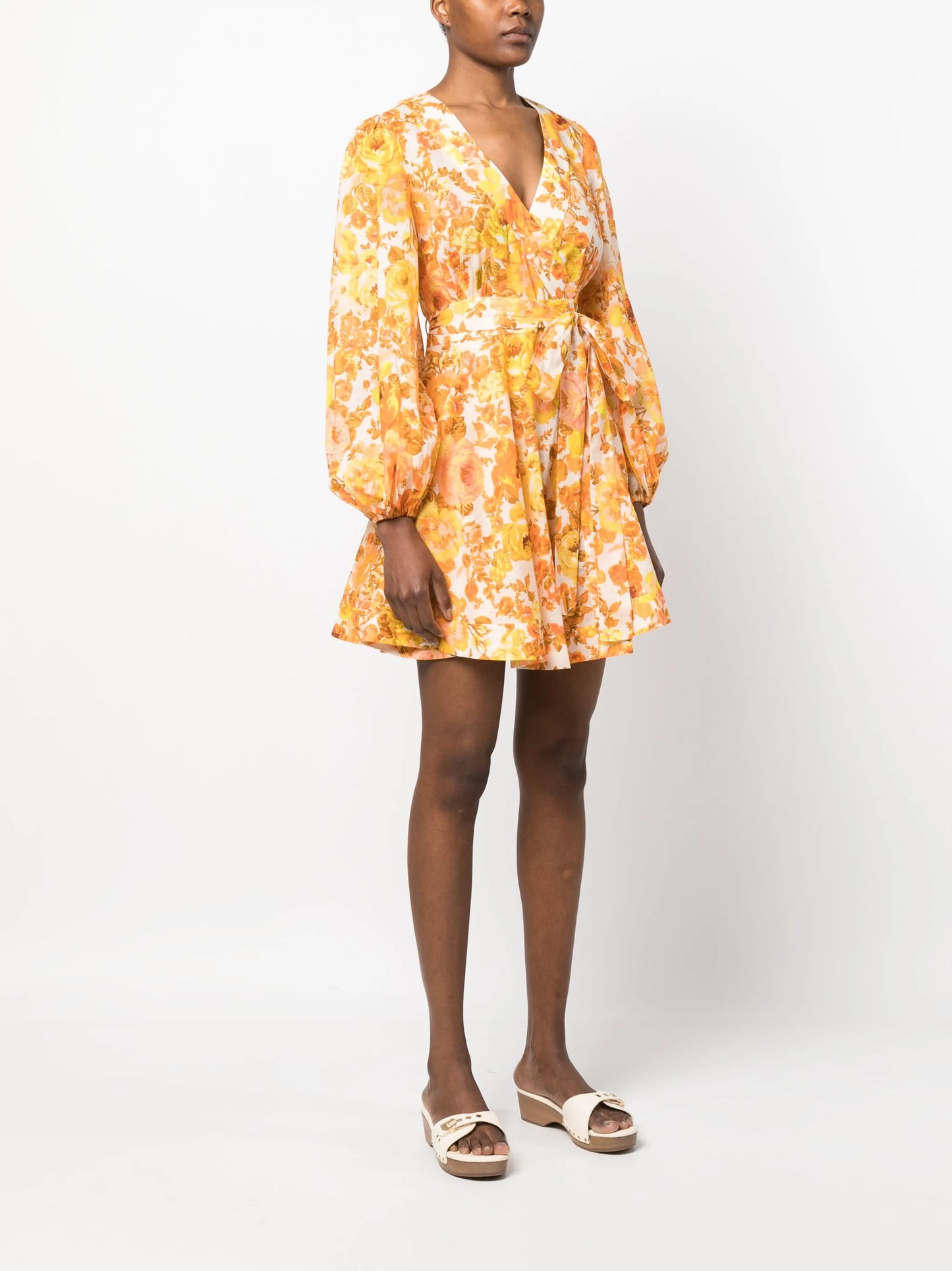 floral-print wrap dress