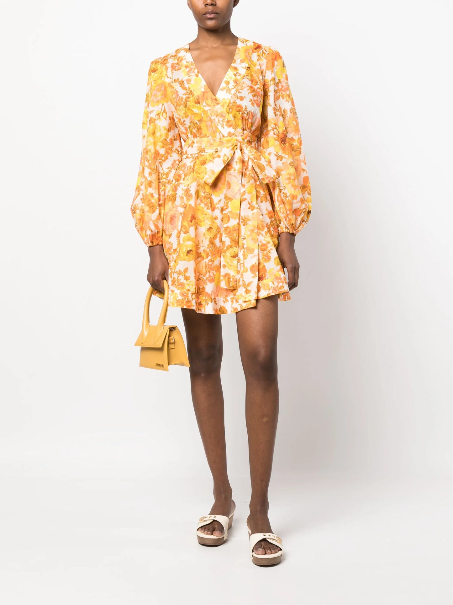 floral-print wrap dress