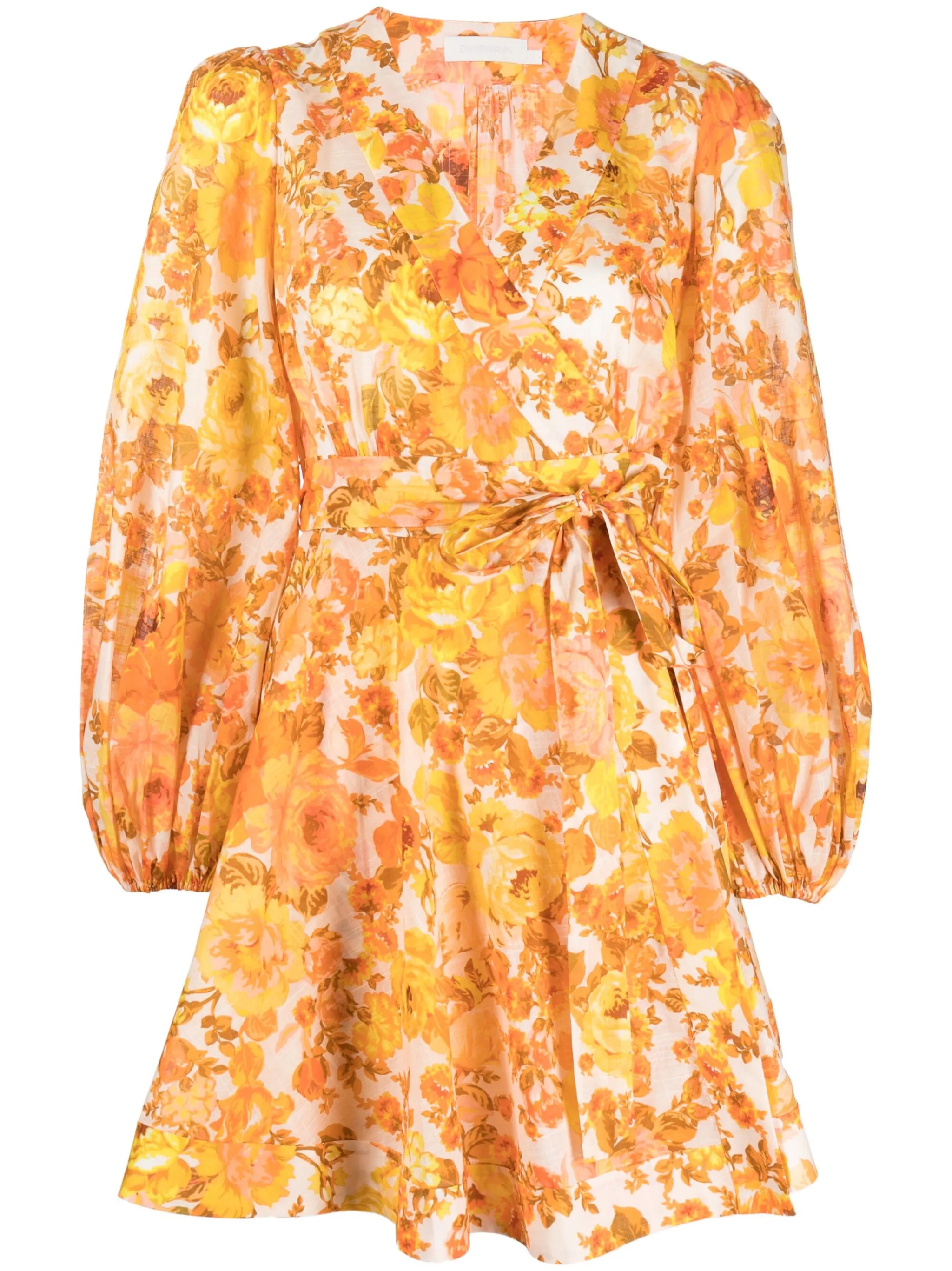 floral-print wrap dress