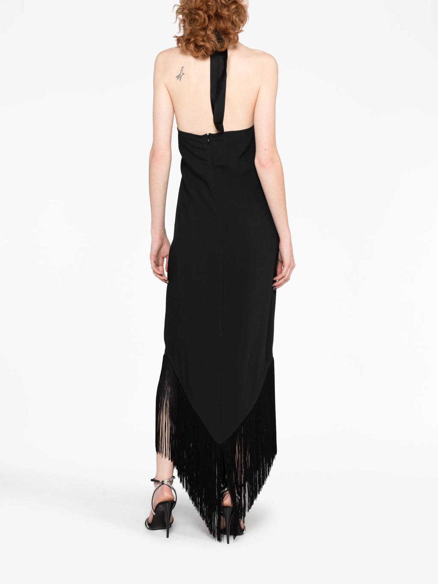 Nina frayed-trim dress