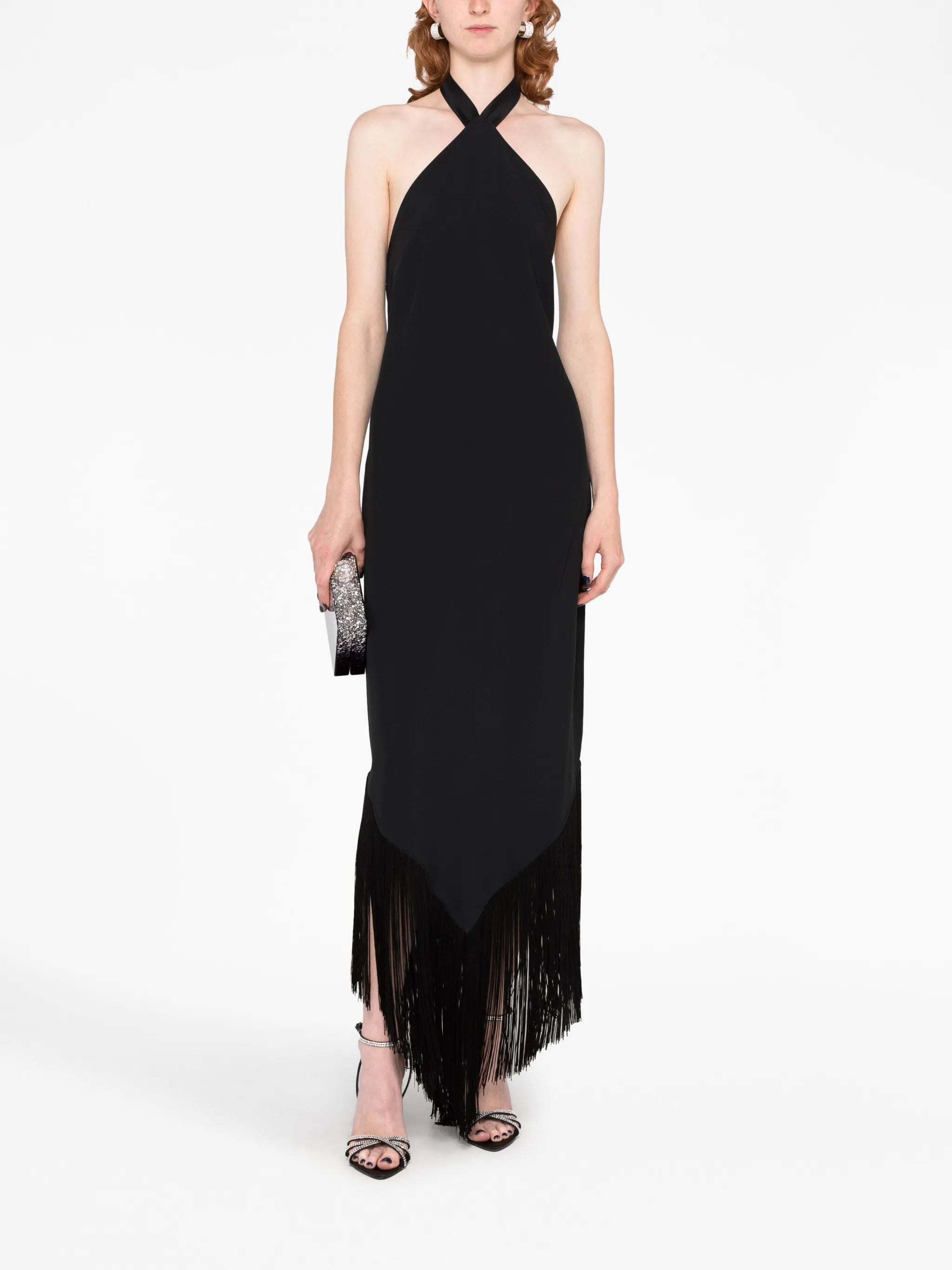 Nina frayed-trim dress