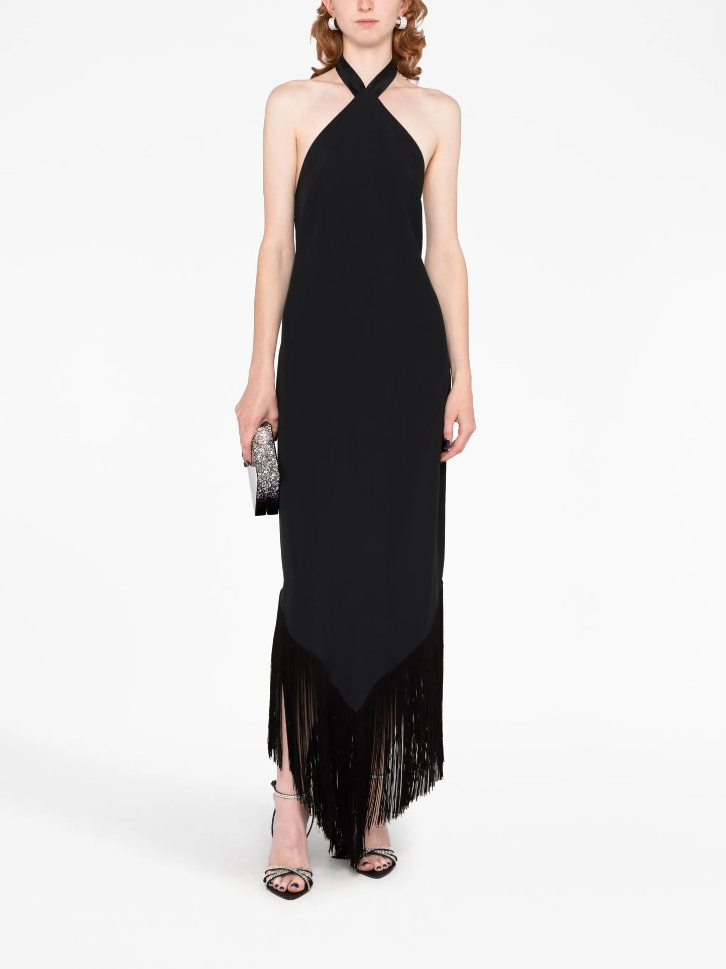 Nina frayed-trim dress