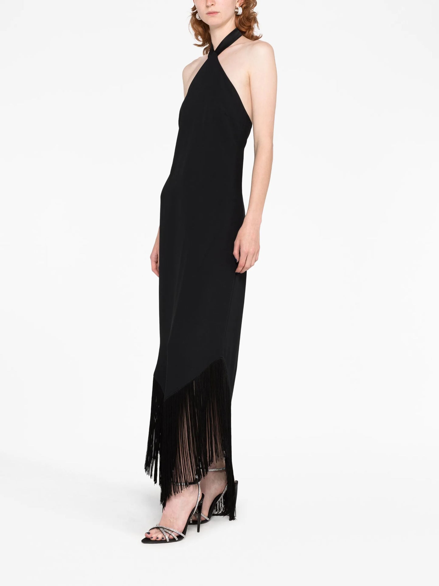 Nina frayed-trim dress