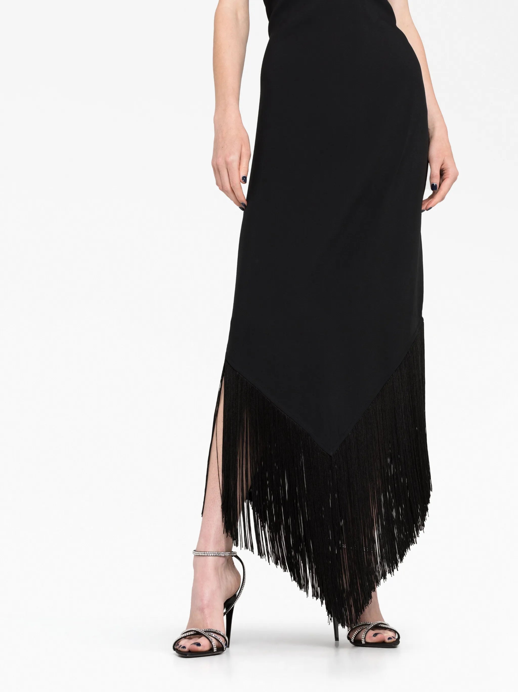Nina frayed-trim dress