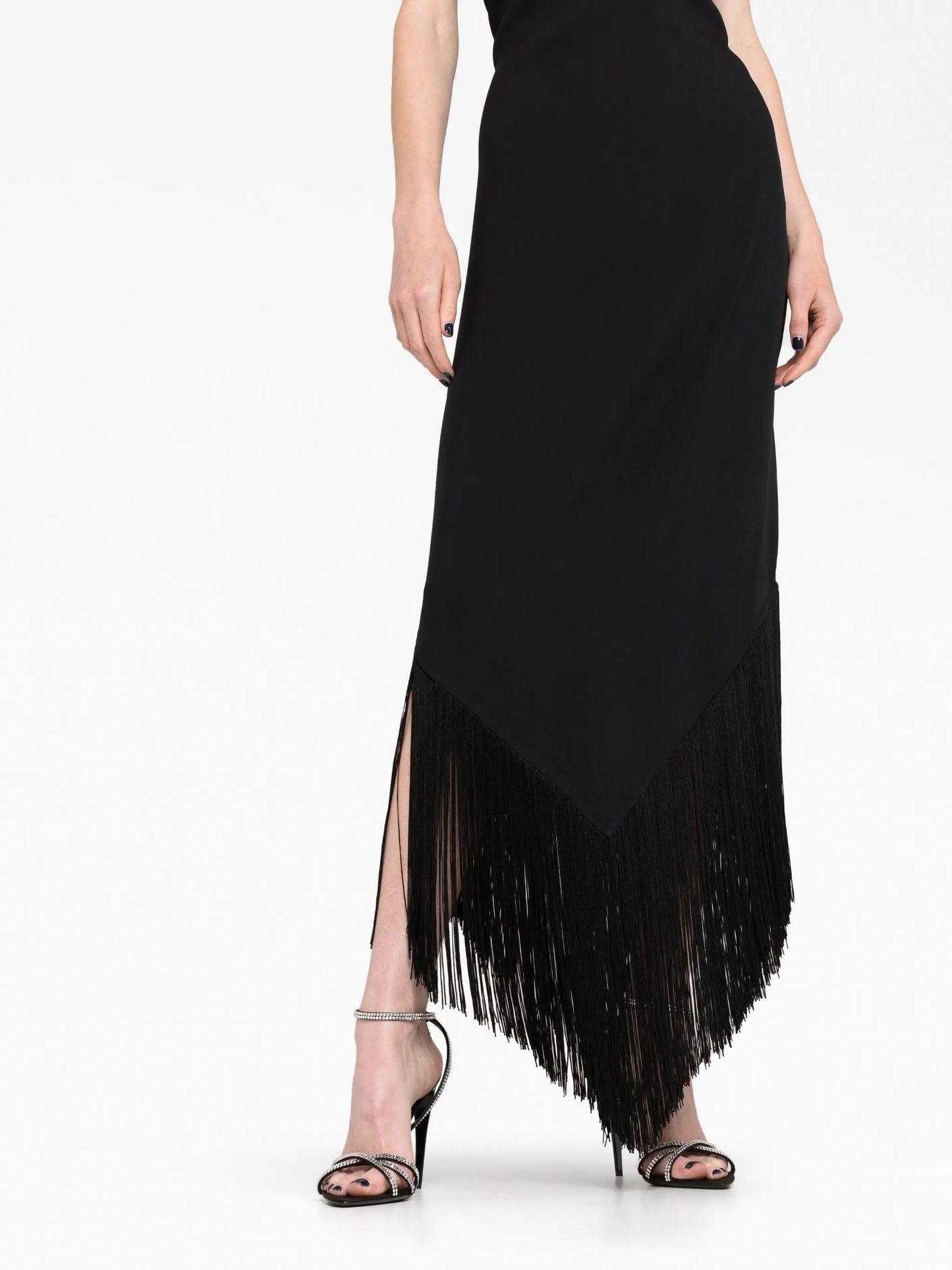 Nina frayed-trim dress