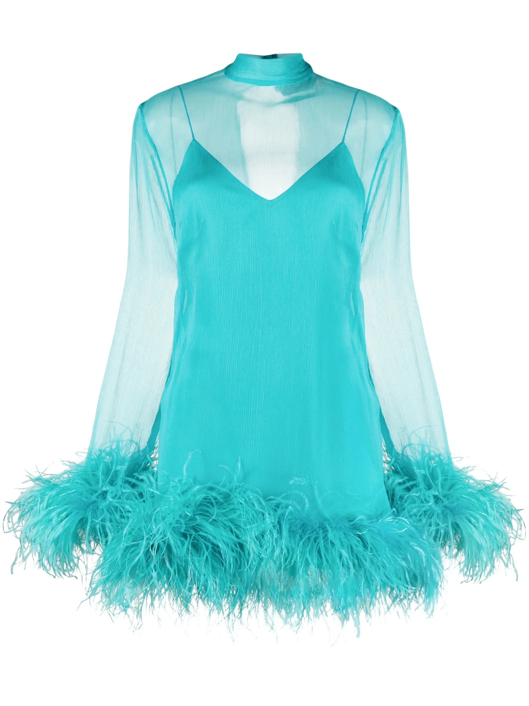 Gina Spirito feather-trim minidress