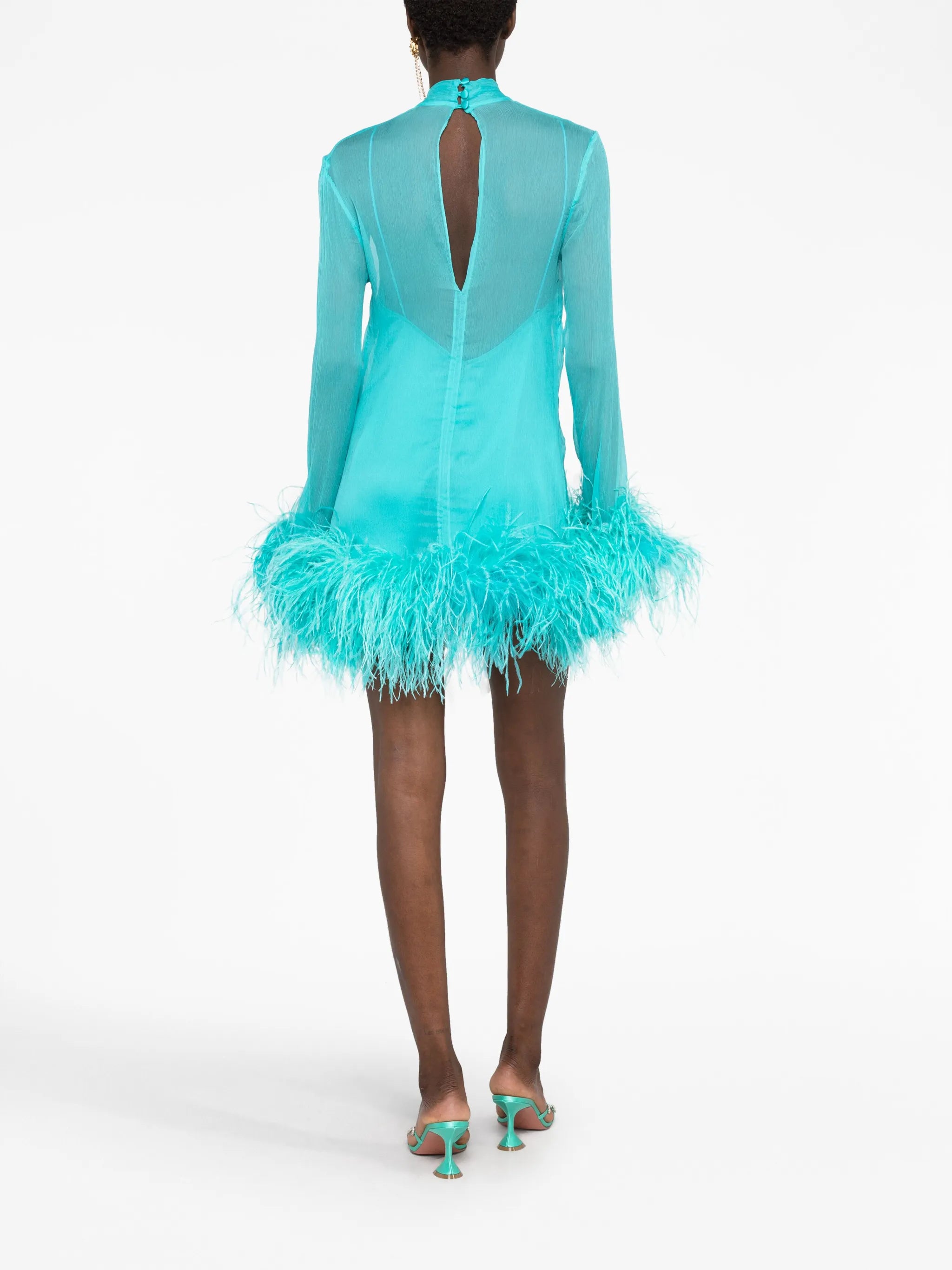 Gina Spirito feather-trim minidress