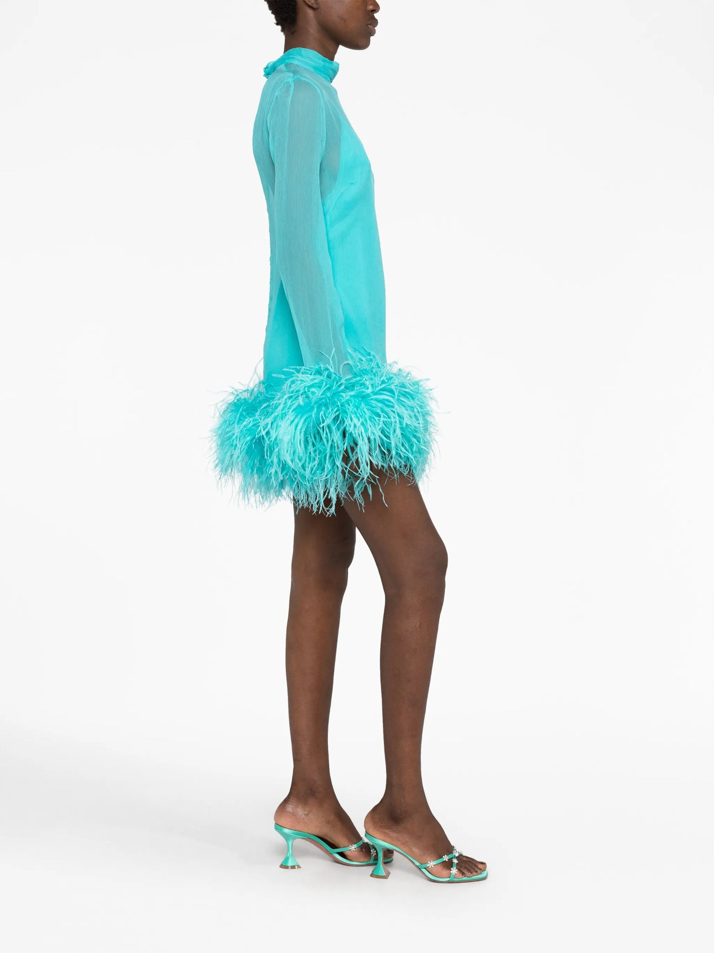Gina Spirito feather-trim minidress