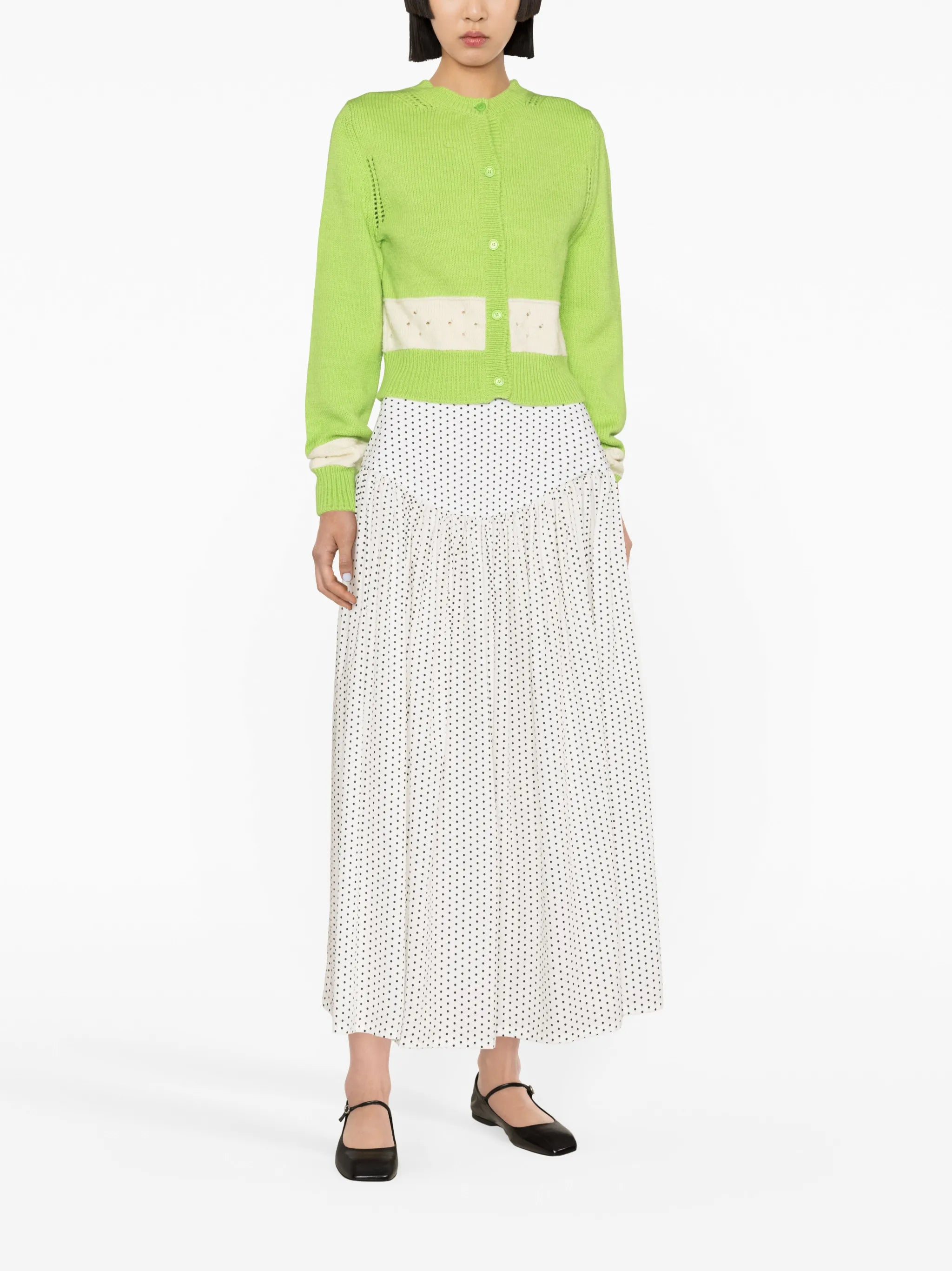 polka-dot midi skirt