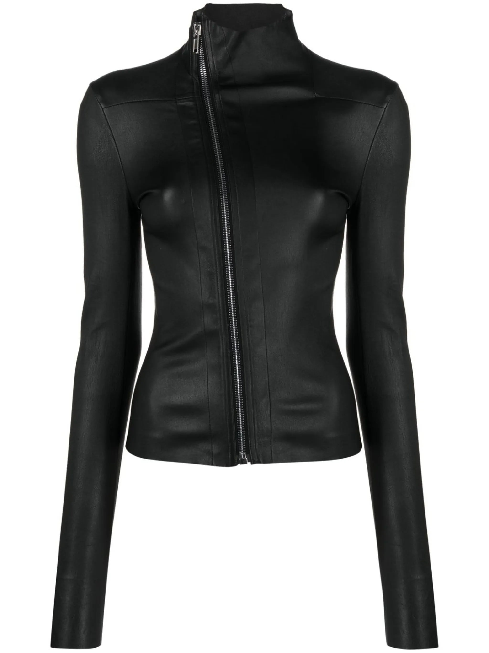 zip-up leather jacket